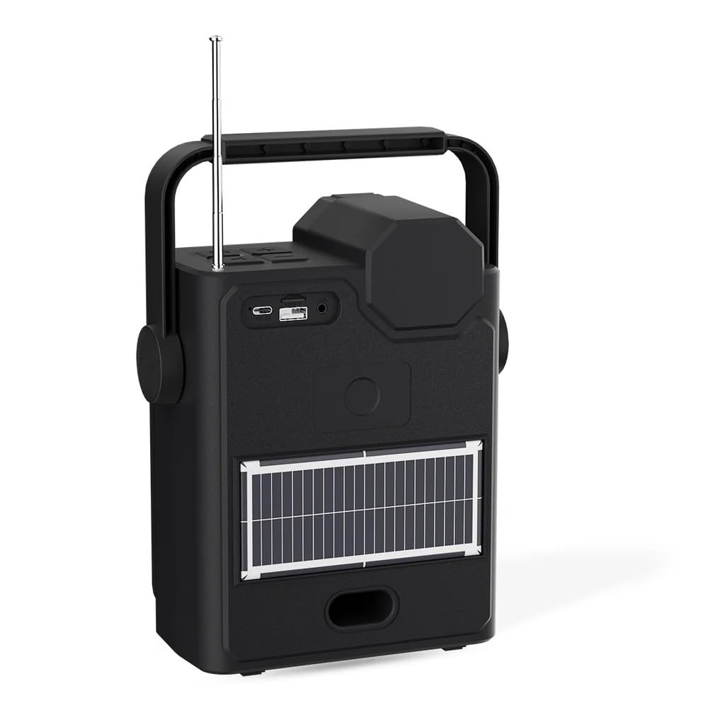 Toreto Solar Beatz 20W High Bass BT Speaker, Up to 8 hrs of Playtime, BTv5.0, Solar Charging Multi Functional with AUX/USB/TF Card/FM with Flash Light And 2000 mAh Battery Power Bank Black - Image 7