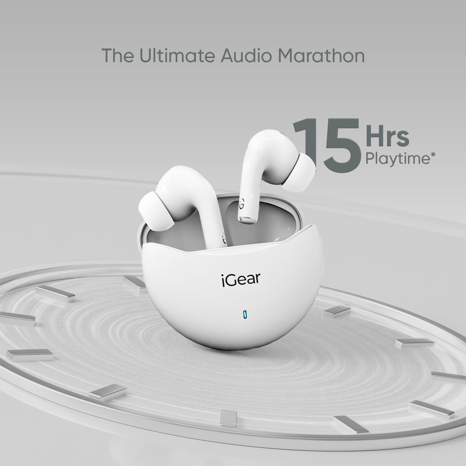 iGear Gemz Wireless Earbuds, 15 Hrs+ Playtime, HiFi Bass, Low Latency, Touch Controls, Voice Assistance, Compact & Ergonomic, for Gaming White - Image 3