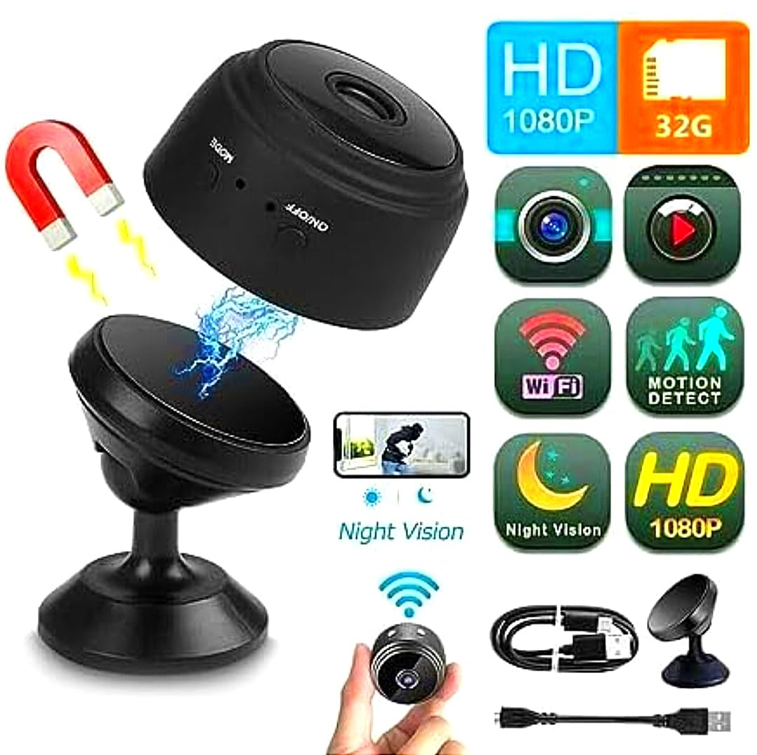 Mini WiFi Spy Camera Hidden for Home Outdoor High HD Focus Spy Magnet Mini Live Stream Night Vision IP Wireless 1080P Audio Video Hidden Indoor BLACK - Image 6