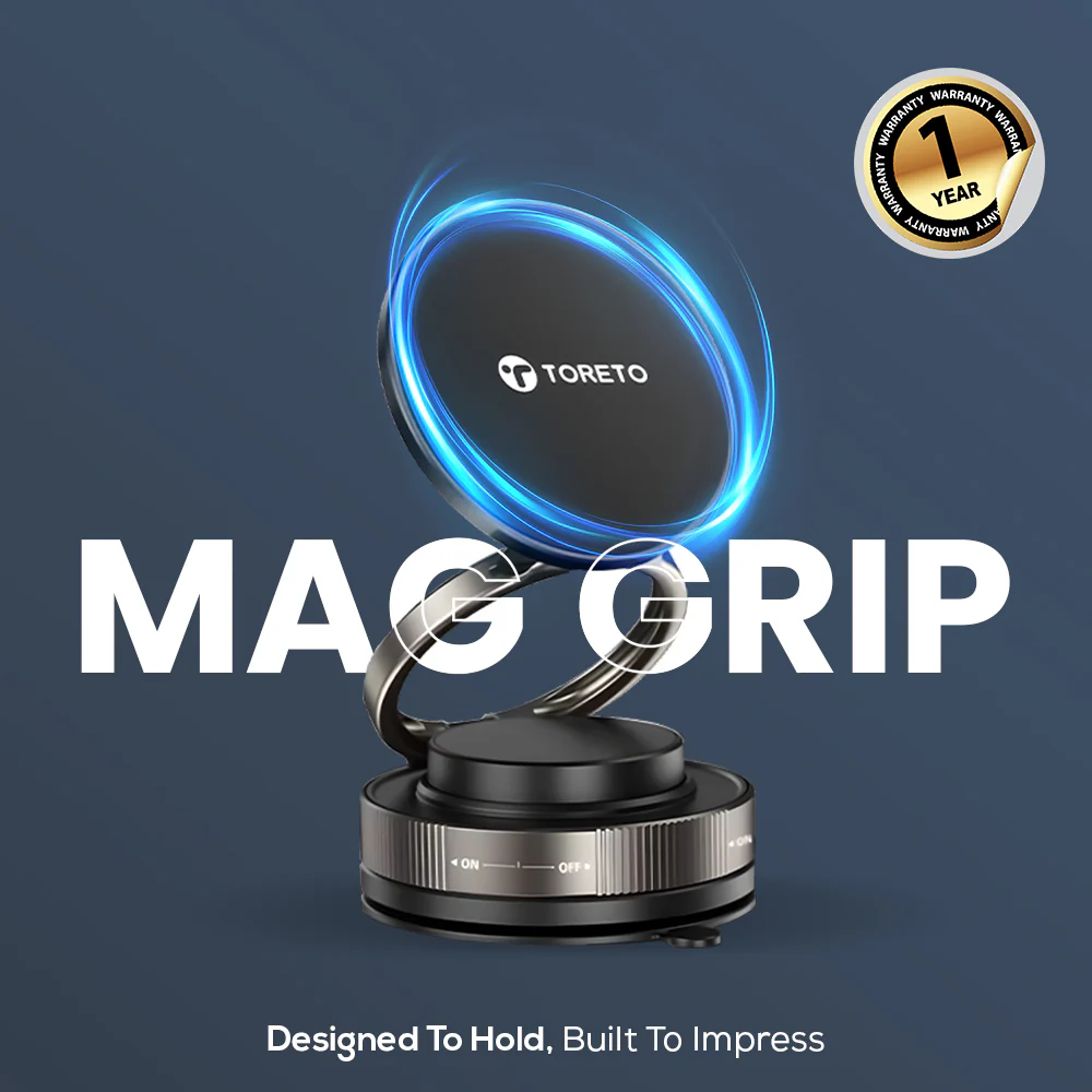 Toreto TOR-179 Mag Grip Magnetic Car Mobile Holder with 360° adjustment, Strong Grip Suction, Smart Lock, and Multi-Angle Adjustment - Image 2