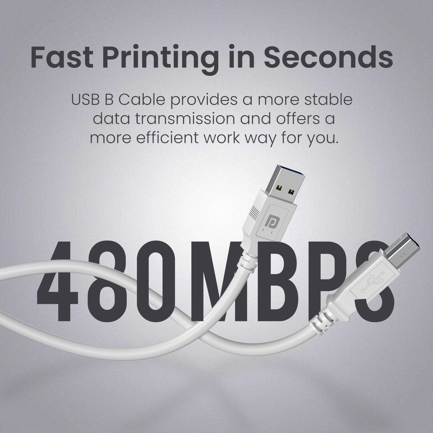 Portronics POR 2849 PrintLink 1.5 Printer Cable with USB Type-A to USB Type-B Male Connectors, 1.5 Meters / 5 Ft Long, High-Speed Transfer Cord for Printers And Scanners White - Image 2
