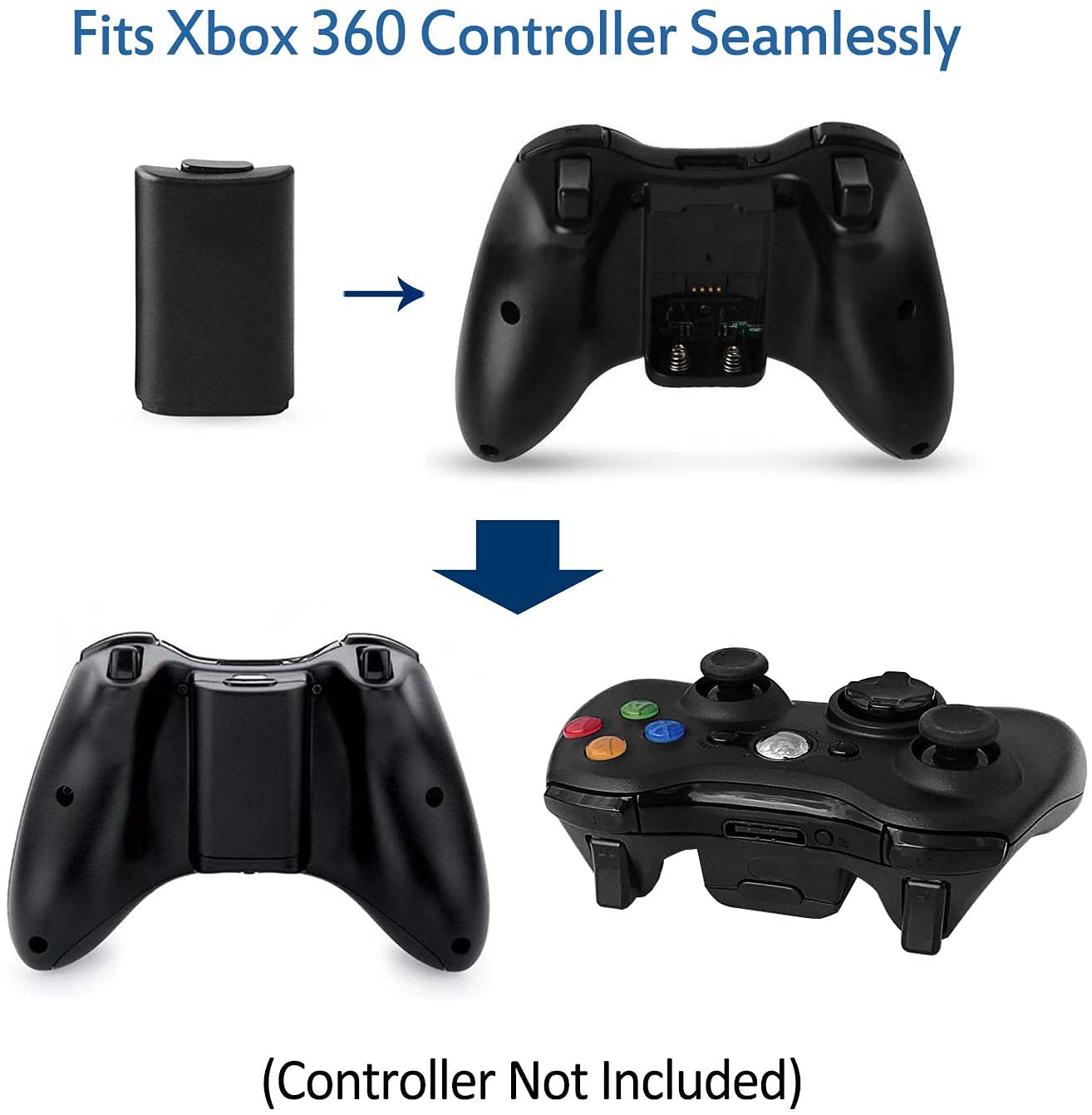 Xbox 360 Wireless Controller Battery Cover AA Black, Battery Back Cover Case Shell Pack - Image 4