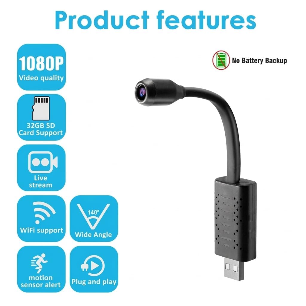 2MP Full HD Flexible USB WiFi Camera 1080P, Smart Mini Home Security Cam with 140° Wide Angle Lens, Real-Time Motion Sensor Alerts And Live Streaming - Image 2