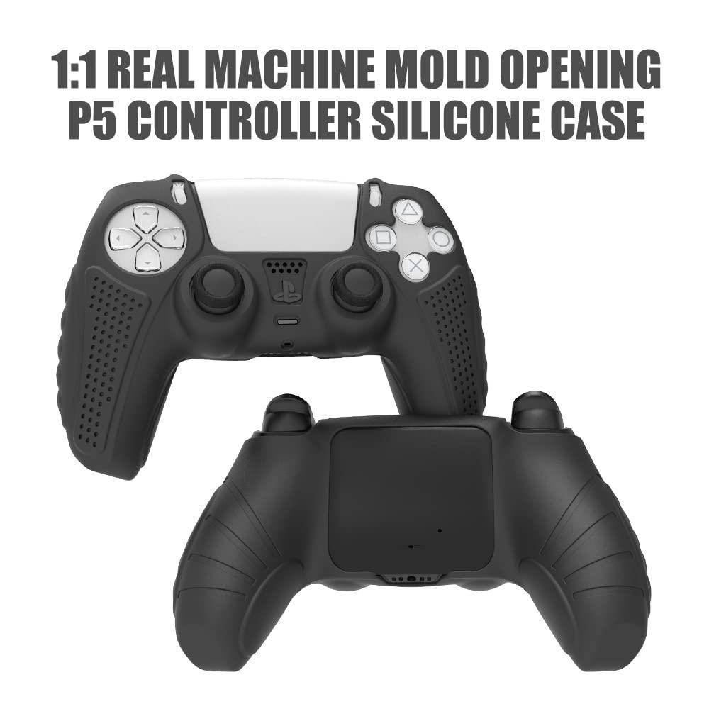 PS5 Controller Silicone Cover Case Skin With Grip With 2 Thumb Grips  Black - Image 4