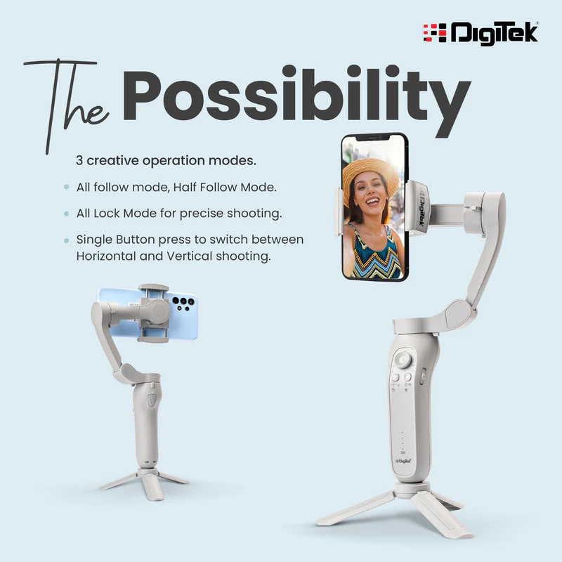 Digitek DSG 008F Pro Smartphone Gimbal Pro 3 Axis Stabilizer with Face Tracking and Gesture Control - Image 7