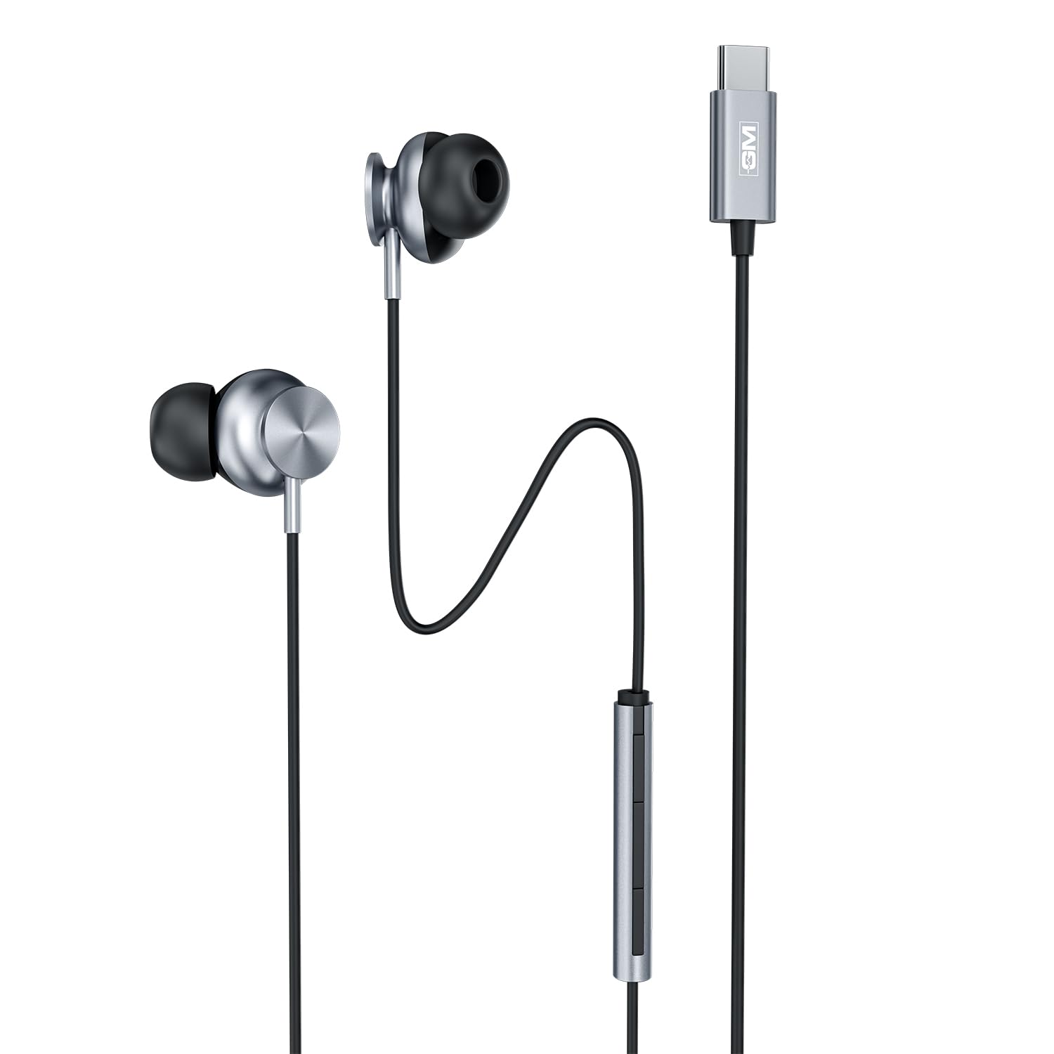 GM G+ Type-C Wired Earphones, Wireless in-Ear Earphones with HD Mic, 14mm Drivers, Pure Bass Sound, Lightweight & Comfortable Fit, for Rich & Detailed Audio - Image 1