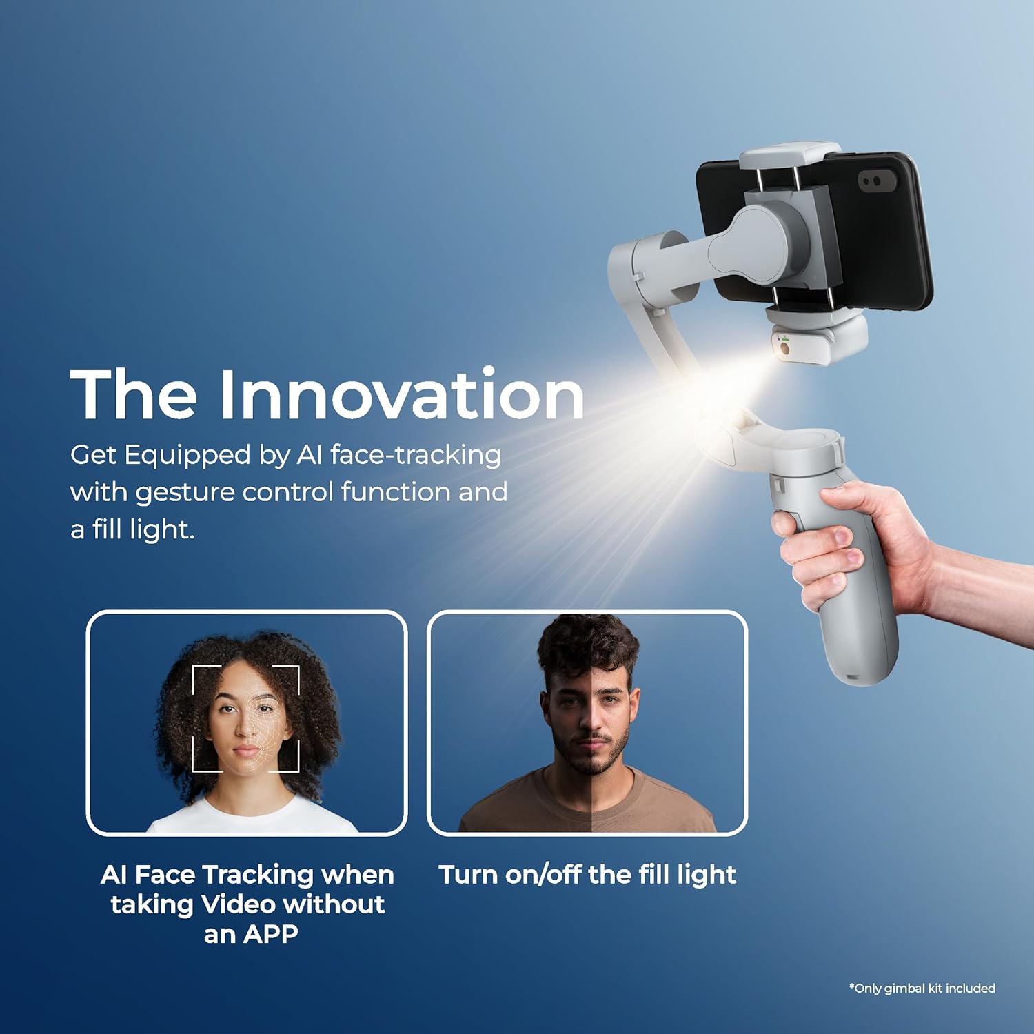 Digitek DSG-007F AI 3-Axis Gray Smartphone Gimbal - Foldable Handheld Vlogging Stabilizer with AI Tracking Feature And 4 Creative Operation Modes - Image 2