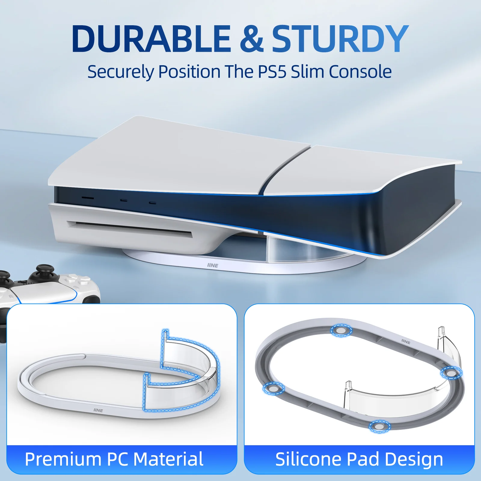 IINE PS5 Slim Horizontal Stand for PS5 Slim Disc And Digital Edition Easy installation Anti-Slip Anti-Drop Stand L985 - Image 4