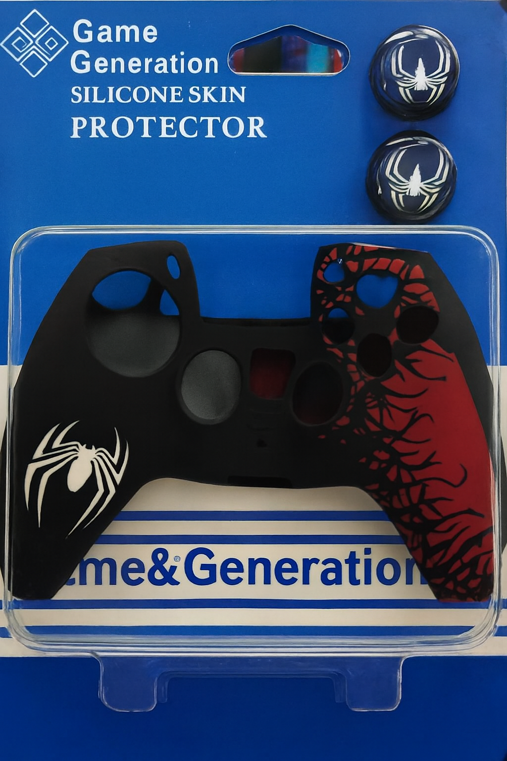 PS5 Controller Silicone cover Spiderman 2 edition with 2 x Spider Icon Thumb Grip White/Red - Image 1