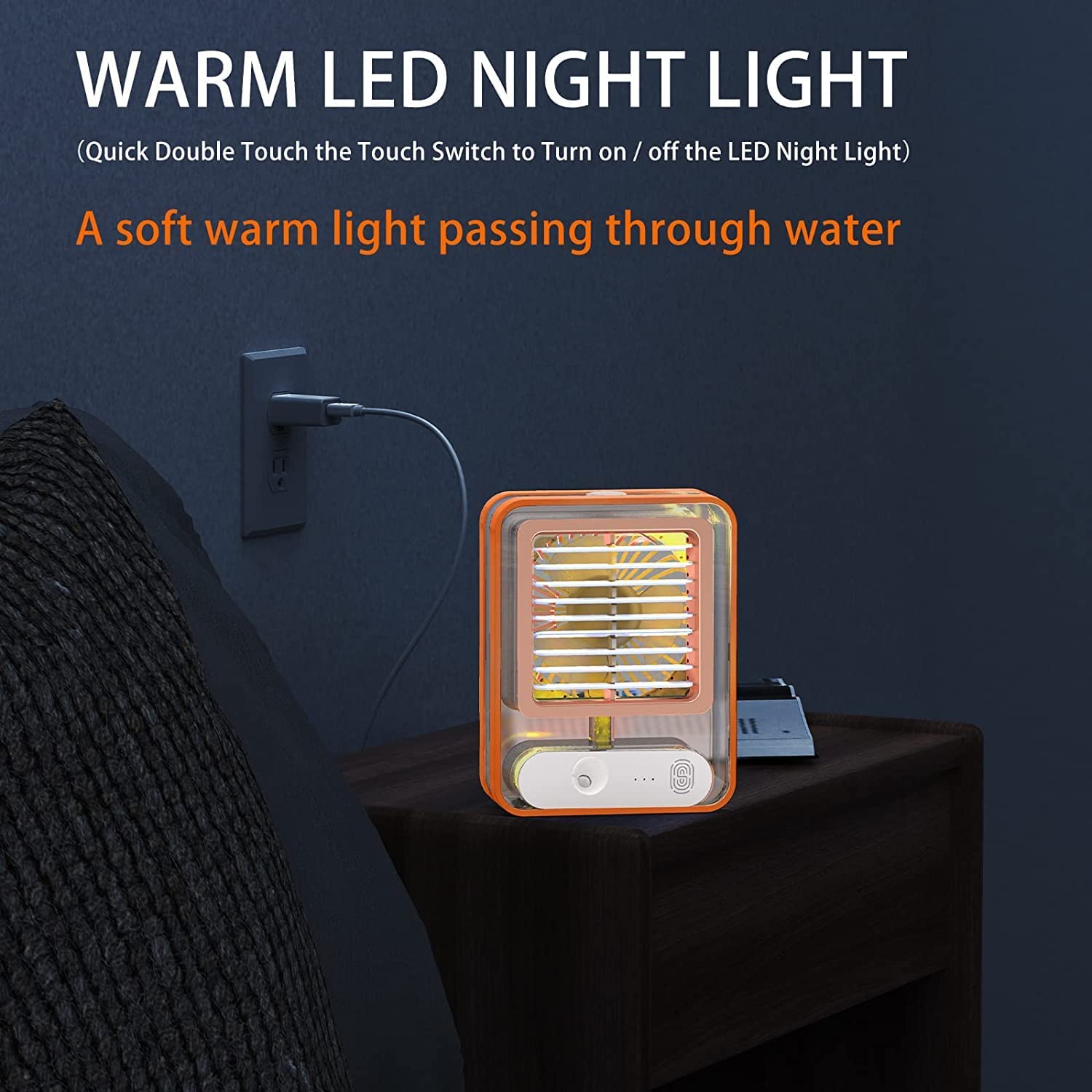 Mini USB Fan With Mist Water Spray Mini Cooler Rechargeable With LED Night Light Mini AC Personal Air Cooler Desk Fan, Office Kitchen Home multiColor - Image 7