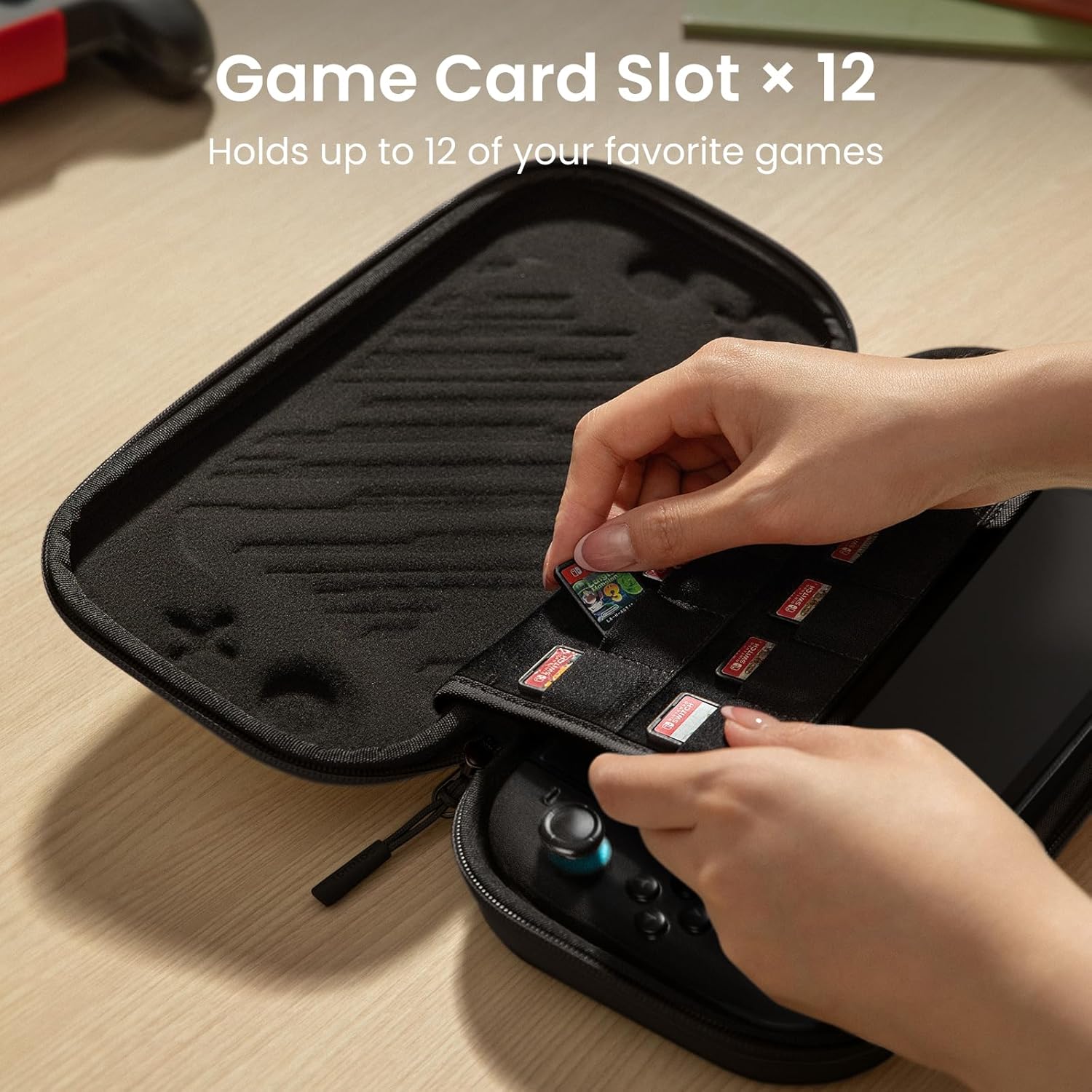 Travel Carrying Case for Nintendo Switch 2  Storage Organizer 10 Games Cartridges Protective Hard Shell Portable Travel Carry Bag Handbag Pouch  Black - Image 9