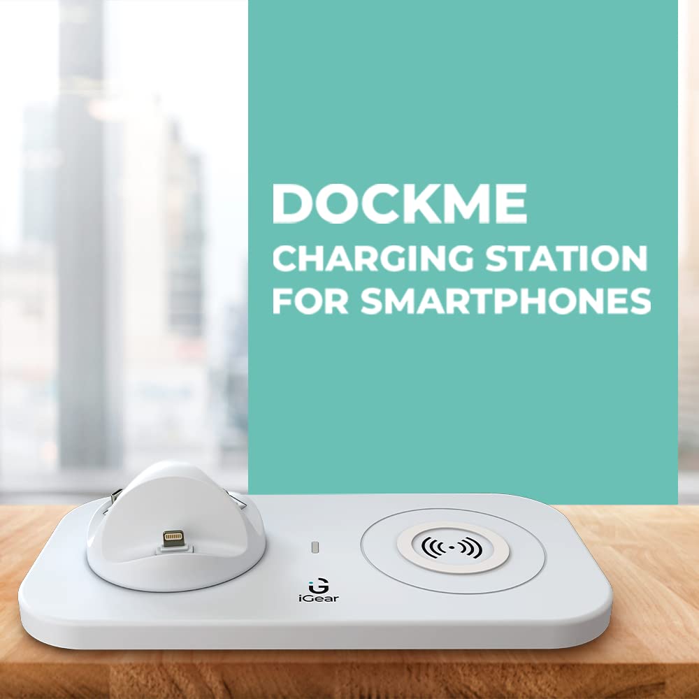 iGear DockMe 10W Fast charging with Docking and 15W Wireless Charger, Android, iOS and Type-C Charging pins,White - Image 2