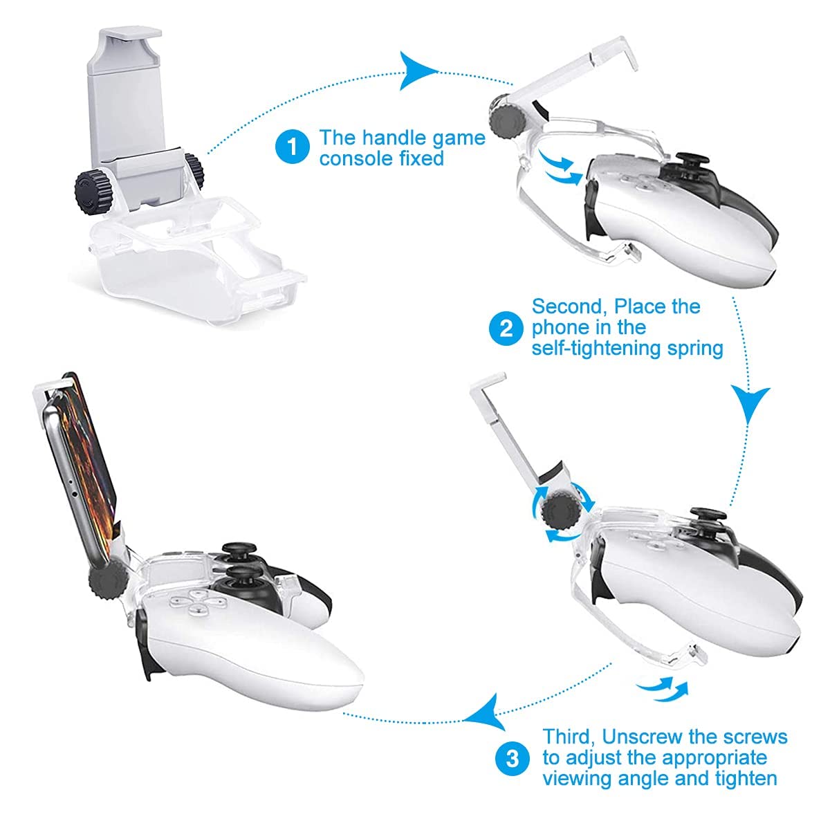 Mobile Phone Clip Holder for PS5 Controller Foldable Mobile Phone Stand Mount Clamp Bracket with Adjustable Stand for PlayStation 5 Wireless Controller (PS5 Controller Not Included) - Image 2