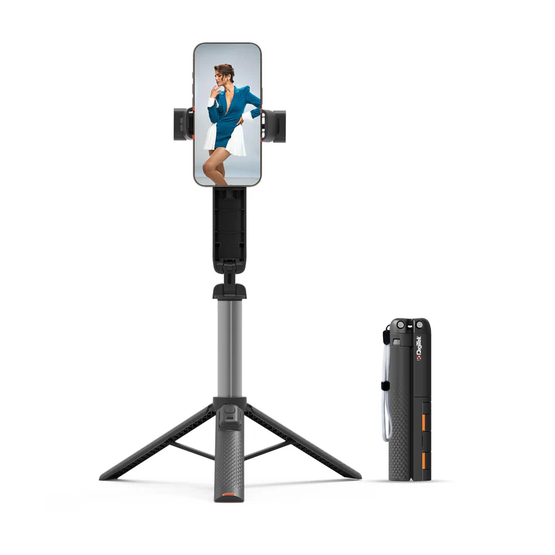Digitek DTR 470SS Foldable Tripod Selfie Stick, Wireless Remote And 3 Leg Tripod Base, 4.67 Ft Max Height, 360 Degree, Smartphone for Vlogging, Reels - Image 1
