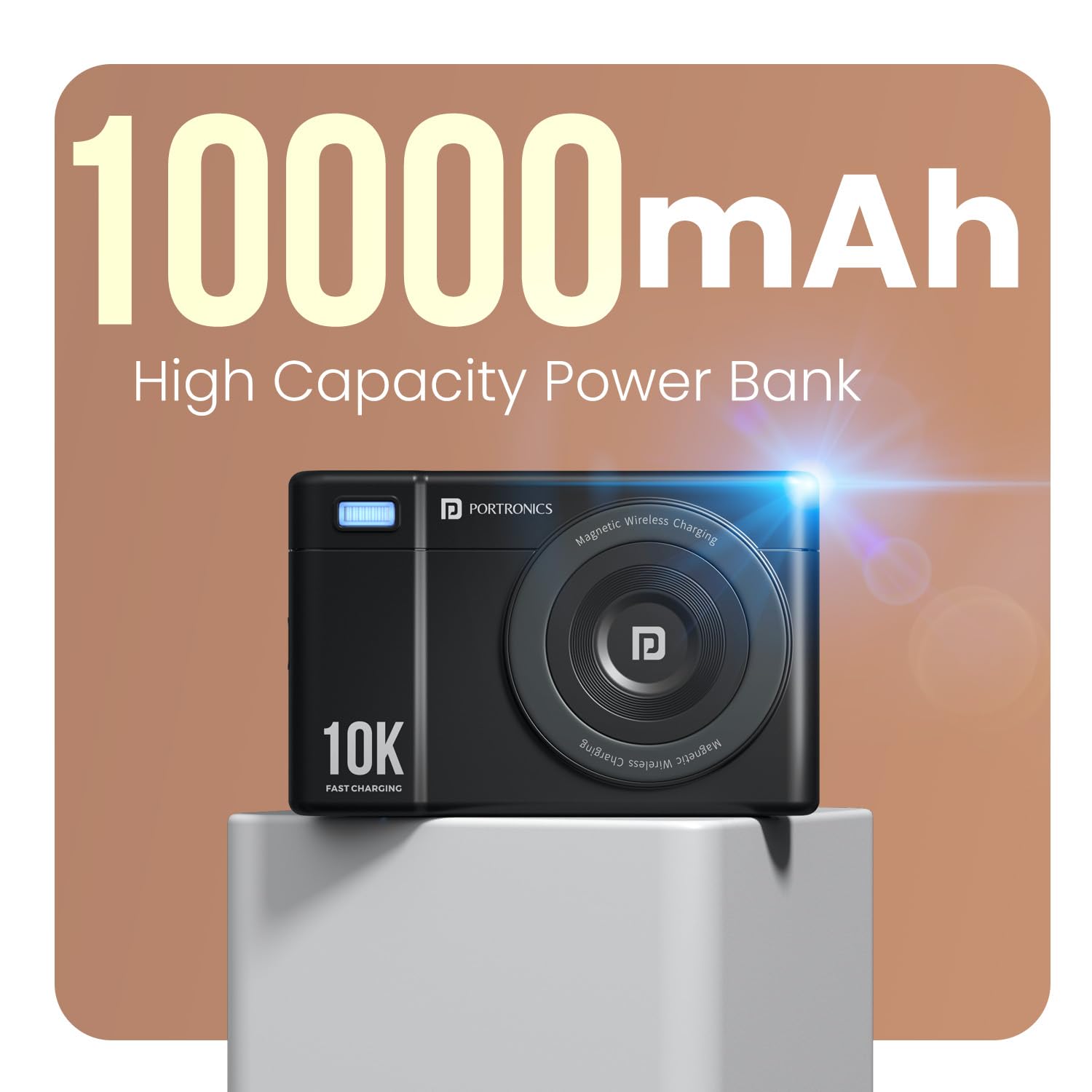 Portronics POR 2807 PowerShutter Air 10K 10000mAh 15W Wireless Magnetic Fast Charging Powerbank, In Built Cable, 22.5W Type C PD Output, Light Weight - Image 3