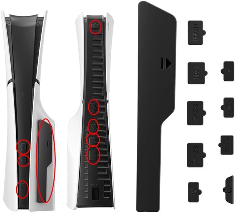 Dust Plug for PS5 Slim, 9Pcs Dust Plug Kit for PS5 Slim Console, Silicone Dust Plugs Protector Anti dust Cover Dustproof Plug for PS5 Slim Playstation 5 Disk/Digital Console PS5 Game Console Accessories - Image 1