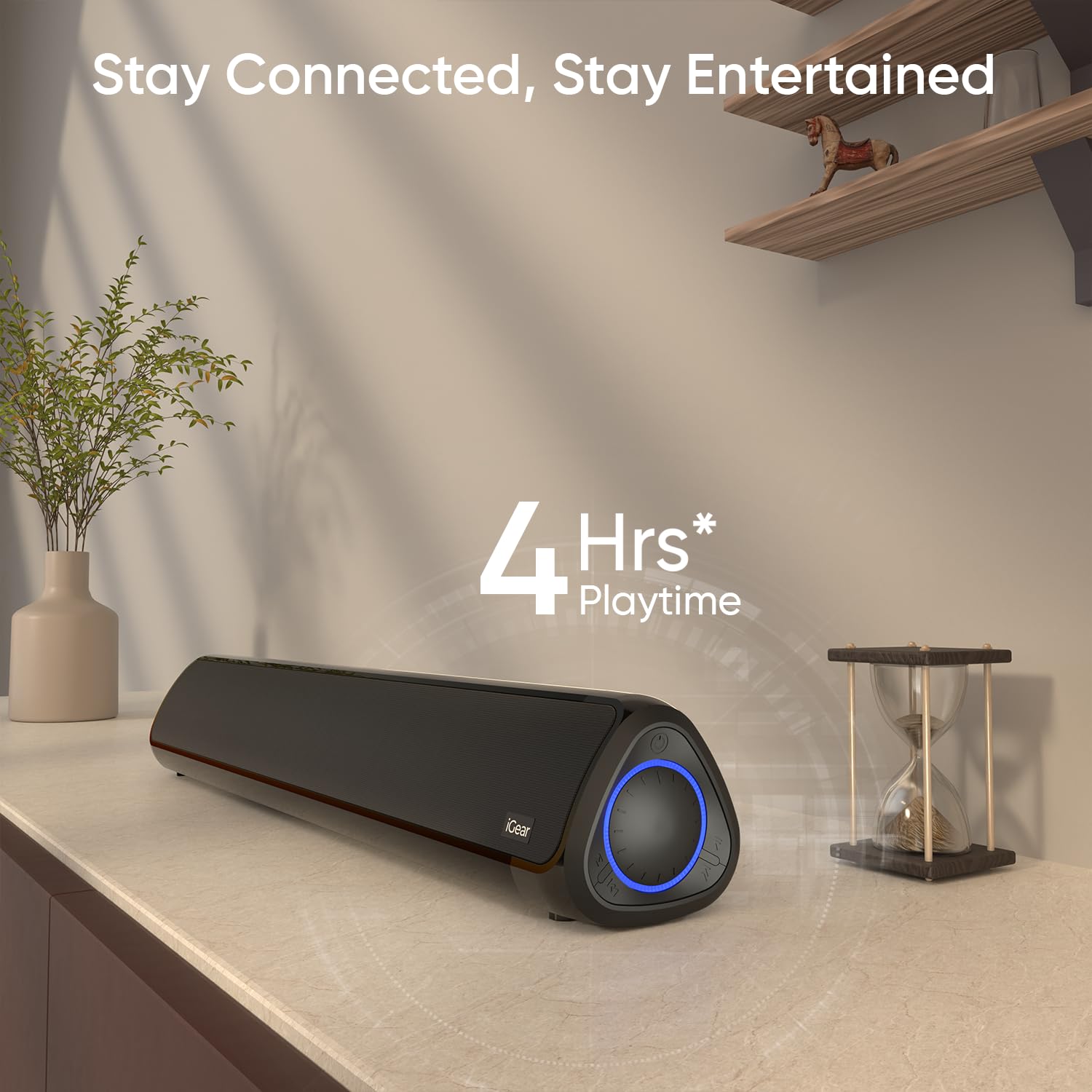iGear Immerse 20W Bluetooth Soundbar with Subwoofer, 4 Hours, Heavy Bass, TWS, FM, Micro SD, USB, AUX, 5.3 BT for TV, Mobile, PC , Laptop Black - Image 3