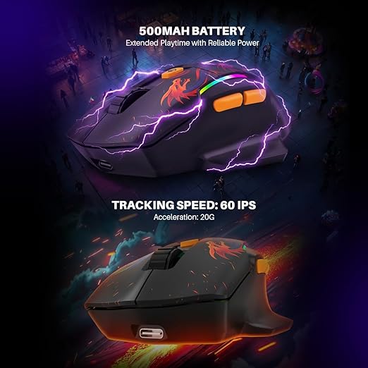 Cosmic Byte Helios Tri-Mode Wired + 2.4GHz Wireless + Bluetooth Gaming Mouse Dragon Black - Image 4