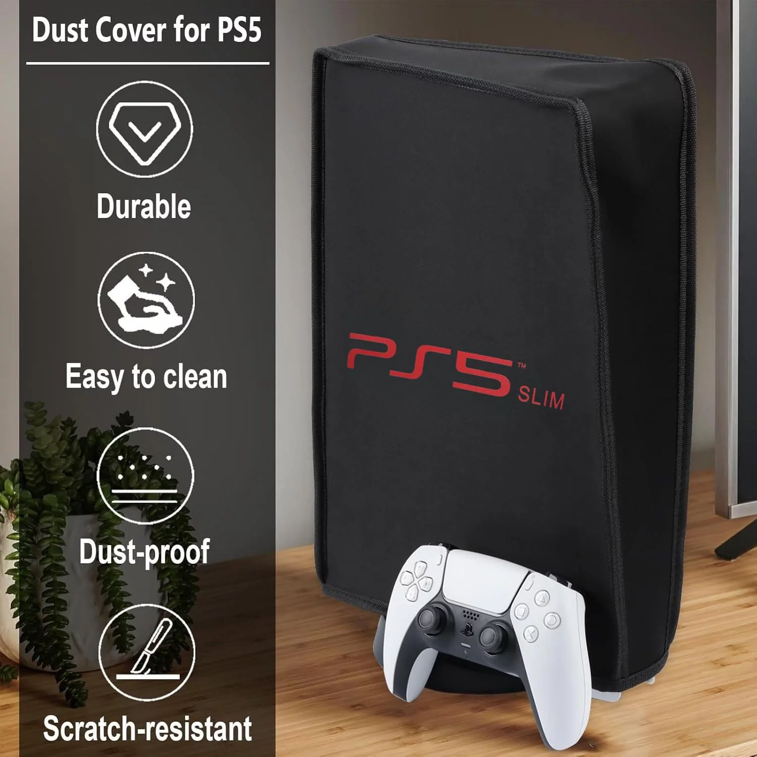 PS5 Console Vertical Dustproof cover, Anti Scratch, Waterproof Compatible for Sony PS5, Fits Digital and Disc Editions ( Black ) - Image 3