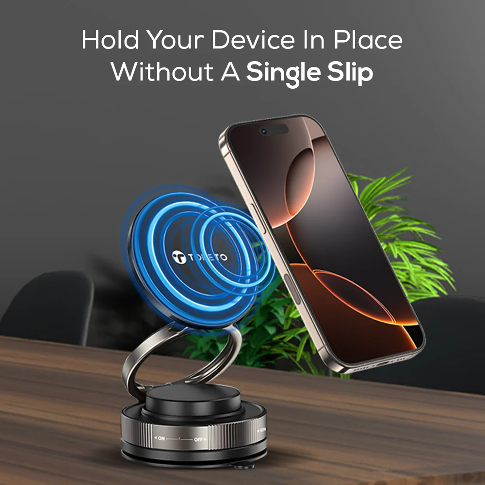 Toreto TOR-179 Mag Grip Magnetic Car Mobile Holder with 360° adjustment, Strong Grip Suction, Smart Lock, and Multi-Angle Adjustment - Image 6