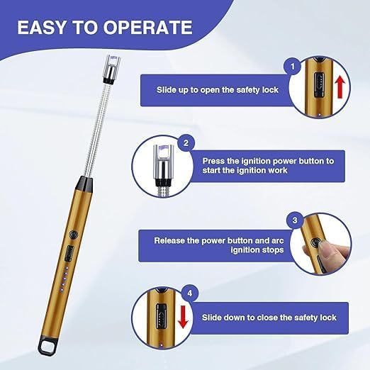 Gas Lighter for Kitchen, Stove, Candle, BBQ, Rechargeable with USB Charging Port, Electric Lighter, 360° Flexible Neck Arc, Windproof, Multicolor - Image 6