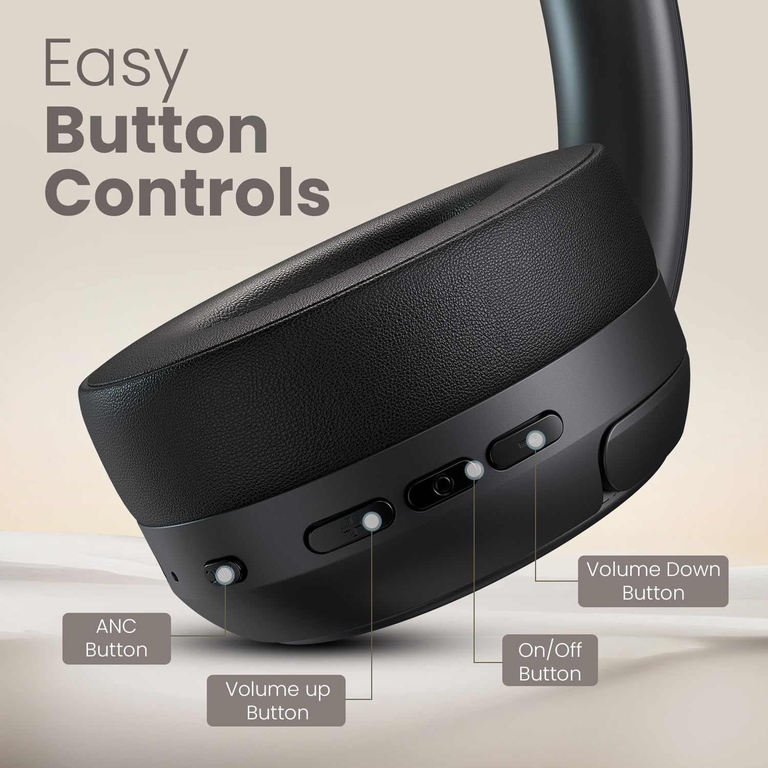 Portronics POR 3415 Muffs M8 ANC Wireless Over Ear Headphones Upto 50 Hours, Foldable, Powerful Bass, 40mm Driver, HD Mic, Low Latency,BT 5.4v, Black - Image 9