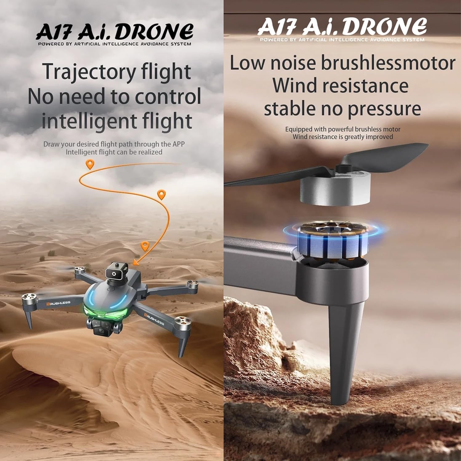 A17 Aerial Foldable WiFi FPV Quadcopter Drone with Dual HD Camera, Optical Flow, Gesture Control, Altitude Hold for Aerial Photography, Beginner Friendly - Image 8