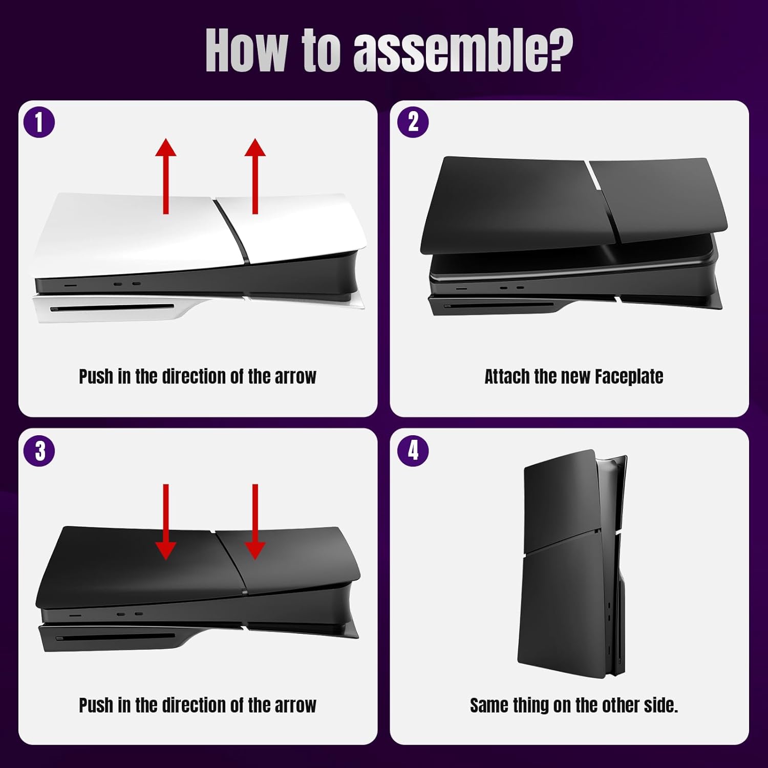 Faceplate For Ps5 Slim Disc Edition 4 Piece Set Black - Image 7