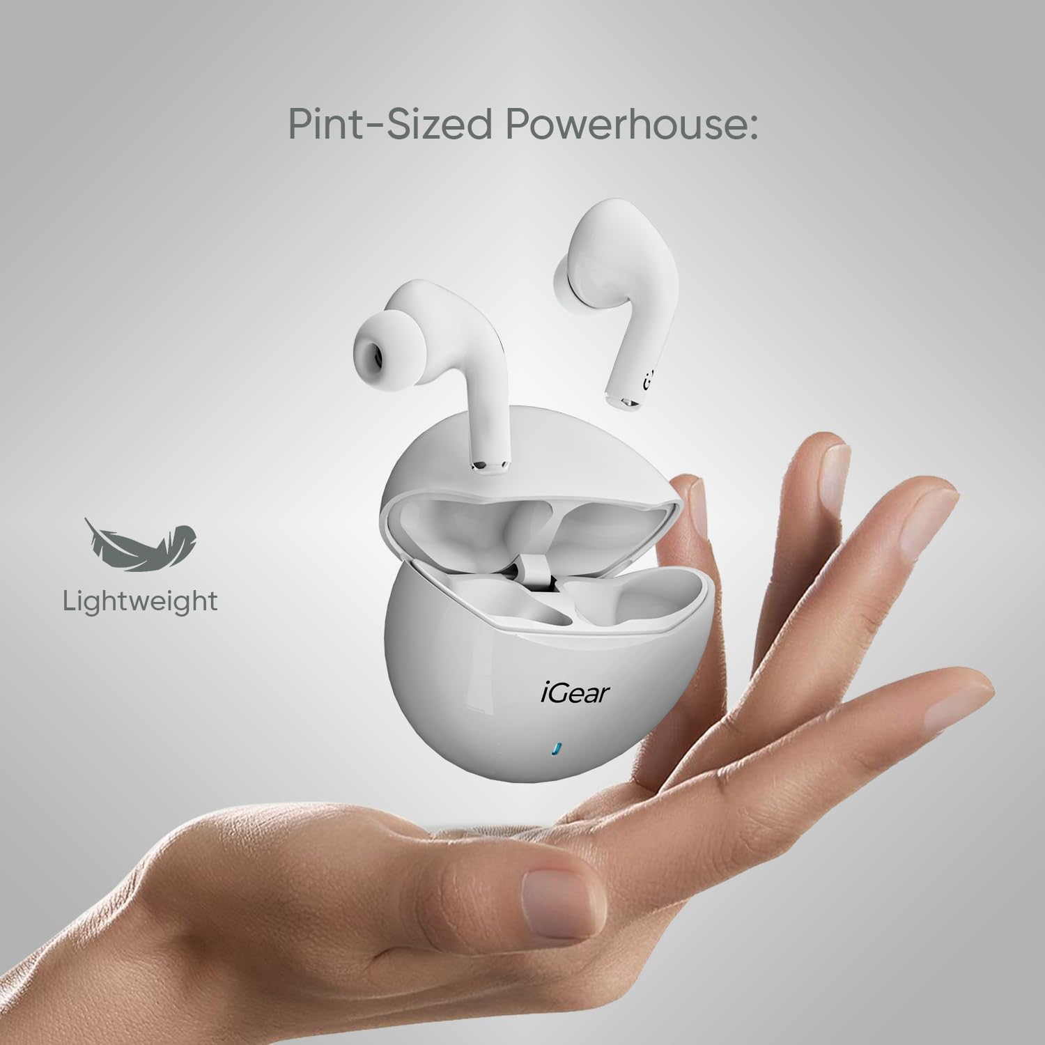 iGear Gemz Wireless Earbuds, 15 Hrs+ Playtime, HiFi Bass, Low Latency, Touch Controls, Voice Assistance, Compact & Ergonomic, for Gaming White - Image 5