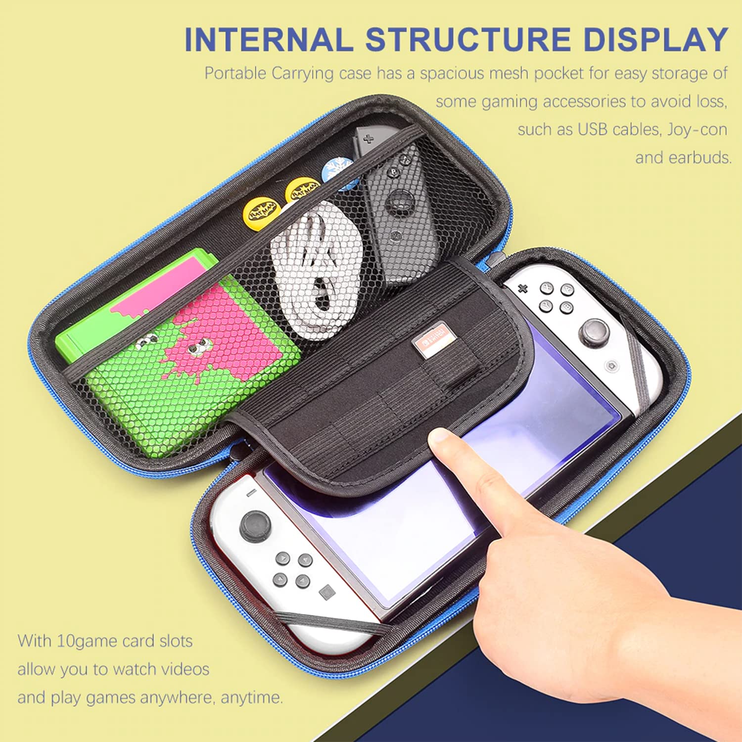 Nintendo Switch & Oled Protective Shockproof Yellow & White Travel Case - Image 2