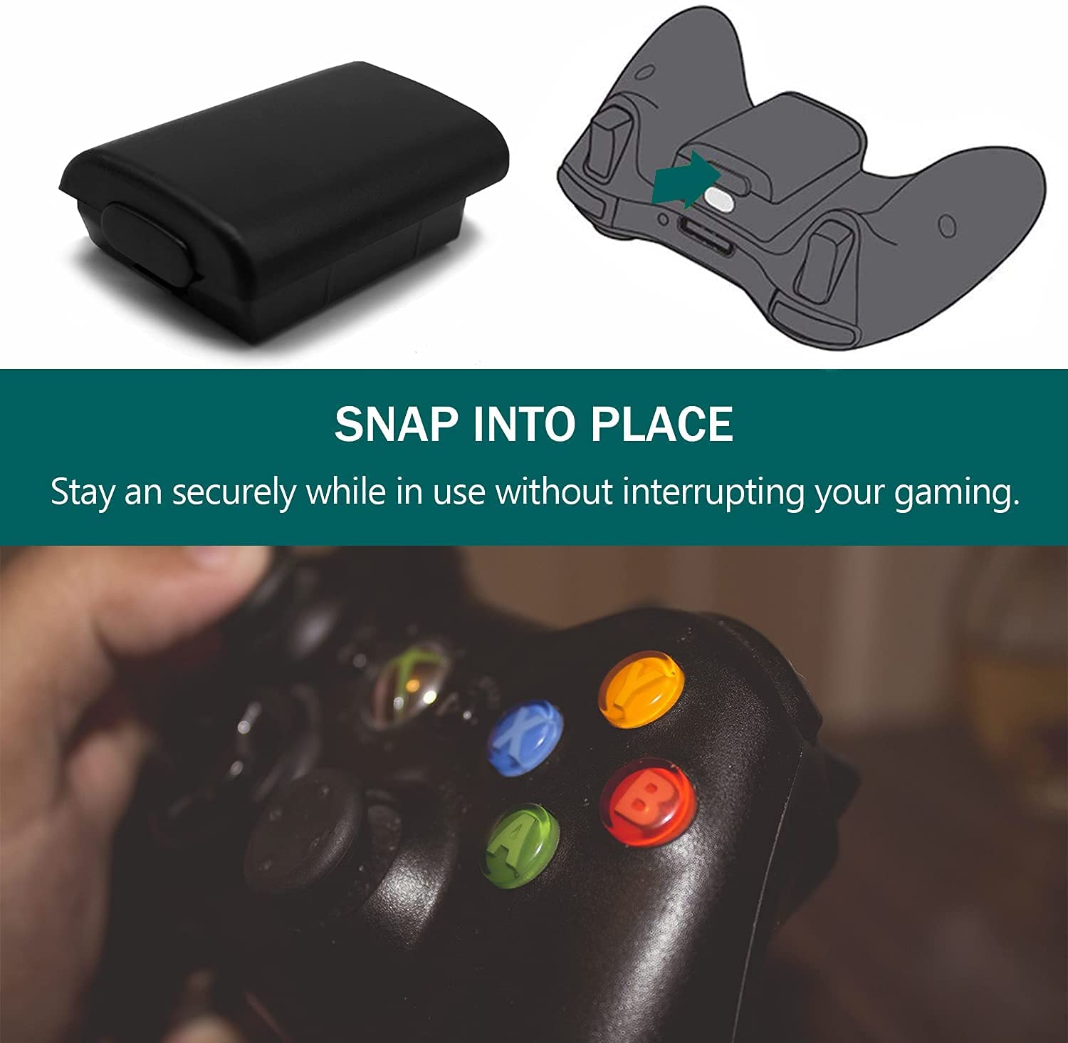 Xbox 360 Wireless Controller Battery Cover AA Black, Battery Back Cover Case Shell Pack - Image 3