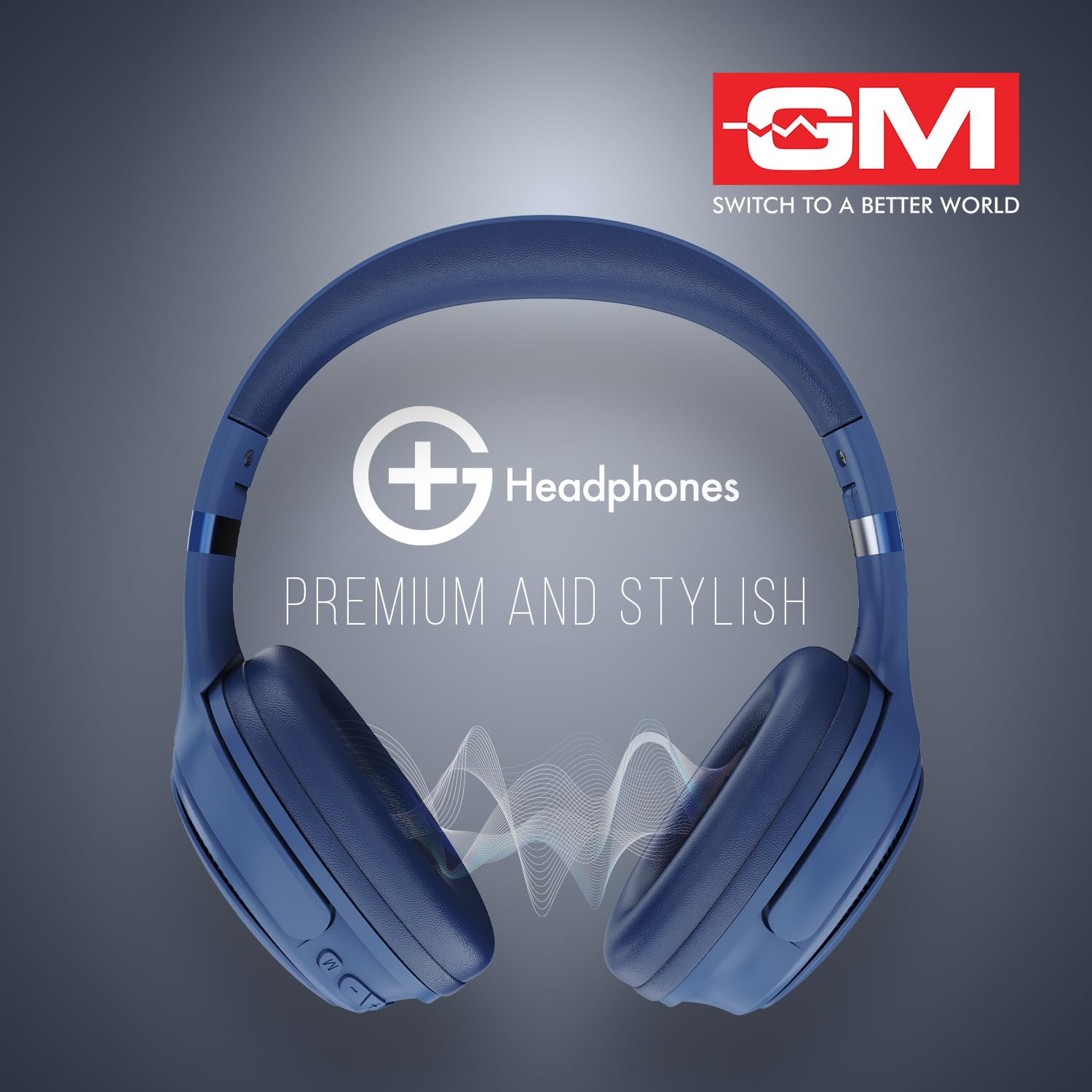GM G+ Headphones, Over The Ear Headphones with Mic, BT 5.3, Pure Bass, 45ms Low Latency, Dual Pairing, 4 Play Modes (FM, Radio, SD Aux) 55H Blue - Image 7