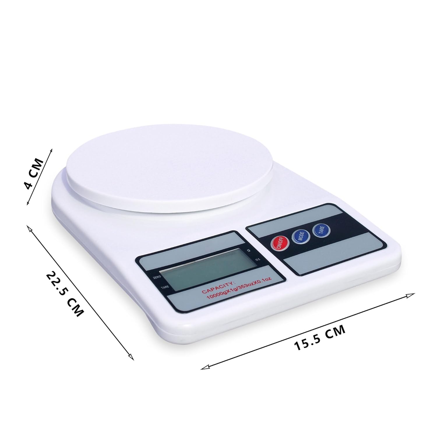 Digital Kitchen Weighing Scale, 10Kg x 1g Precision, Food Scale with LCD Display for Cooking, Baking, Meal Prep And Healthy Diet White - Image 5