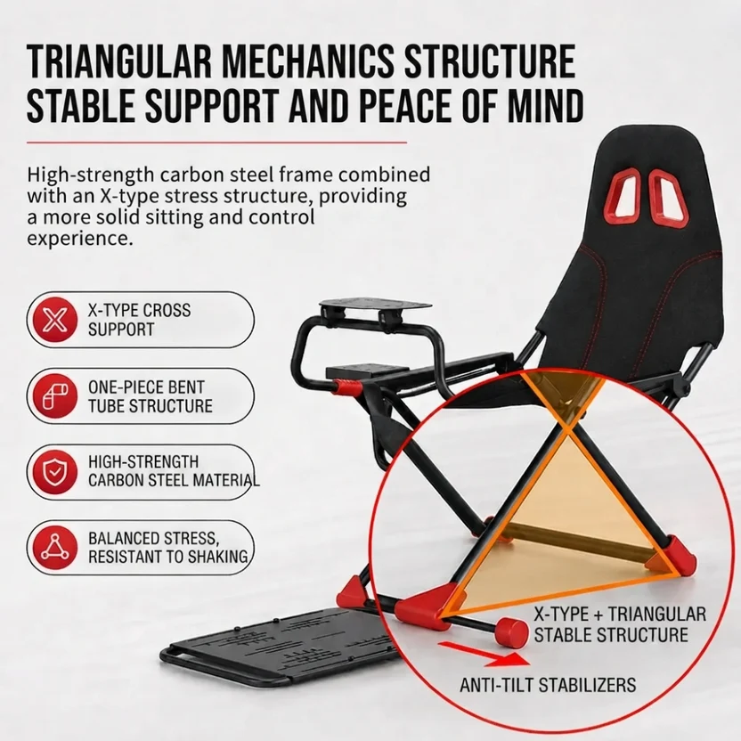 Racing Wheel Stand with Foldable Bucket Seat for Sim Racing For Logitech, Moza, Cammus, Thrustmaster Wheels - Image 11
