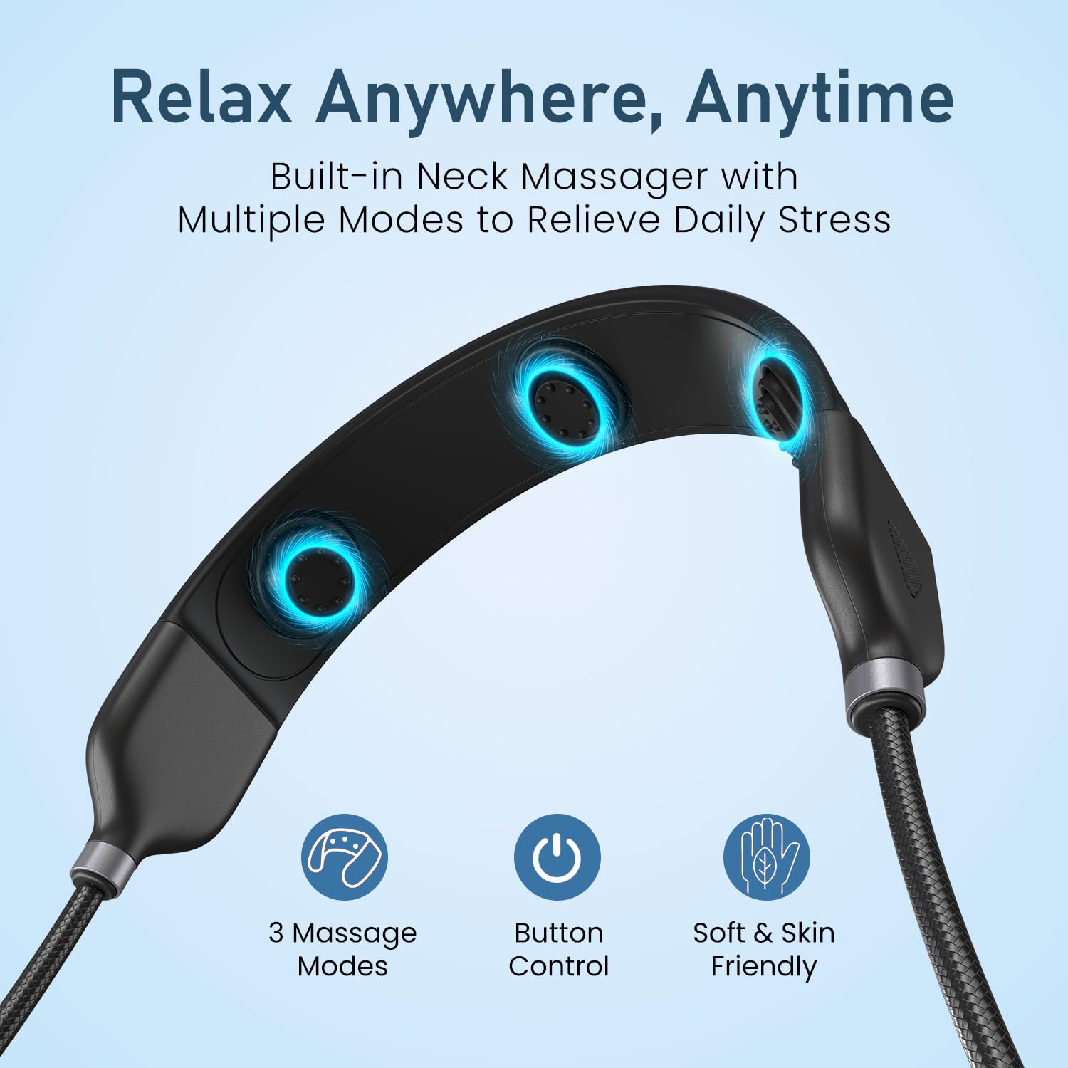 Portronics POR 3401 Pulse Line, 3-in-1 Smart Wearable Cable with Neck Massager & Phone Lanyard, 100W PD, Type-C Cable, Adjustable Nylon Braided Strap - Image 6