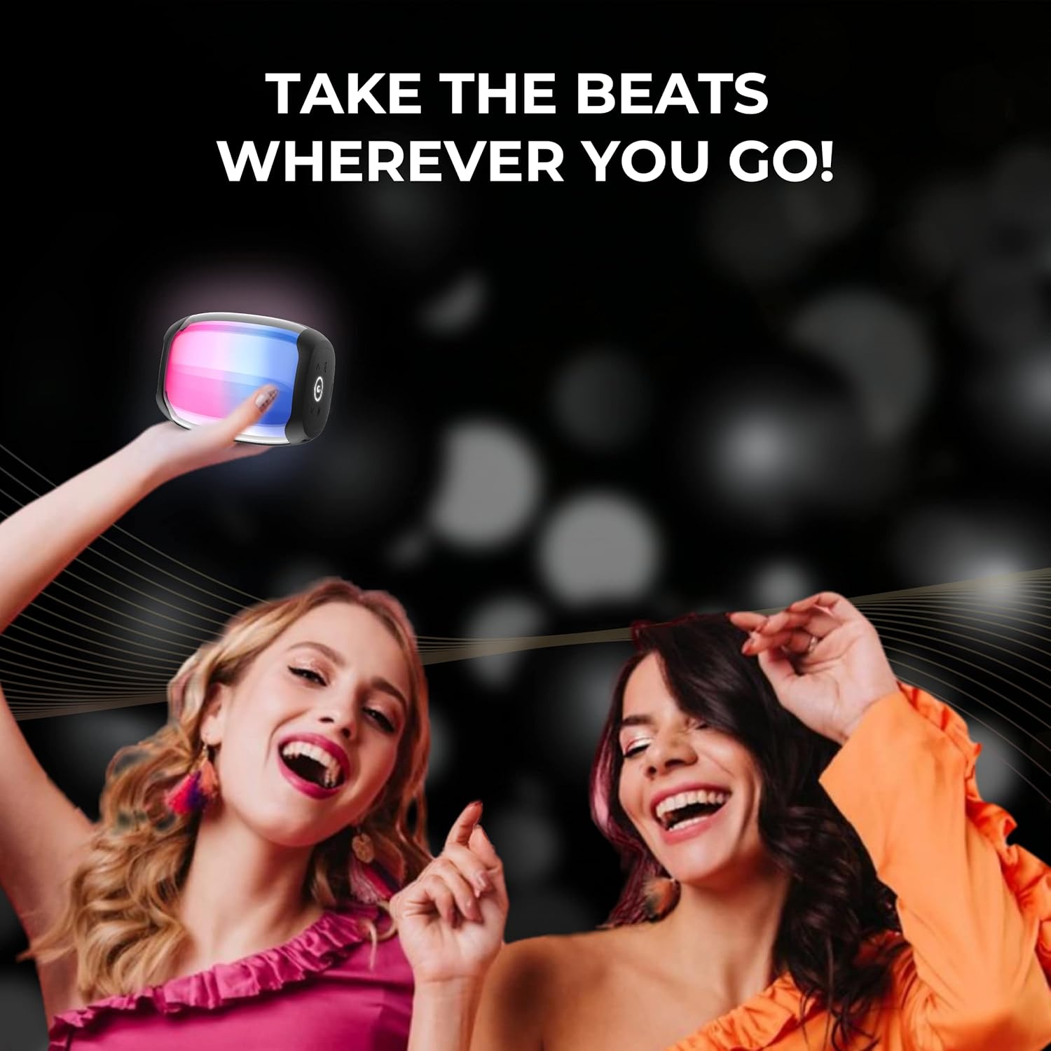 iGear Spectrum Mini Bluetooth Speaker, 9 Light Modes, 10 Million Colours, 15W, 360° Immersive, 12 Hours Playtime, Fast Type C Charging,  IPX5, TWS - Image 6