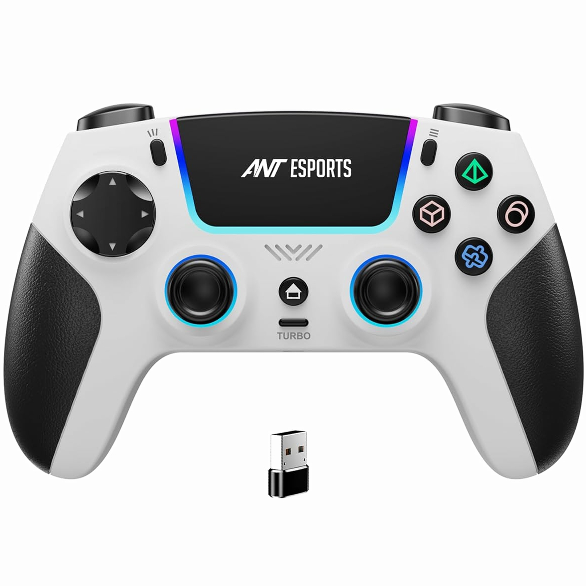 Ant Esports SUPERNOVA Tri Mode Enhanced Wireless Gamepad, Bluetooth 2.4G Dongle, Hall Joysticks, Triggers, Touchpad, RGB, No Stick Drift, No Dead Zone For Windows PC, Android, Steam, iOS, PS4 White - Image 1