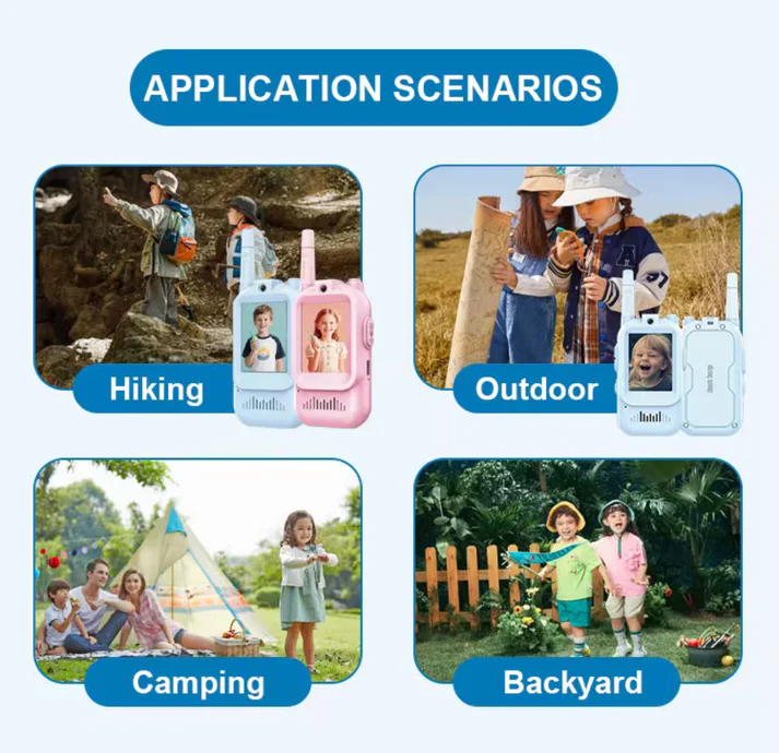 Video Walkie Talkie for Kids, Rechargeable, 2 PCS Pack, 2-Inch Screen, 2-Way Real-Time Video Call 1000FT Range, Indoor Outdoor HD Camera Multicolor - Image 7