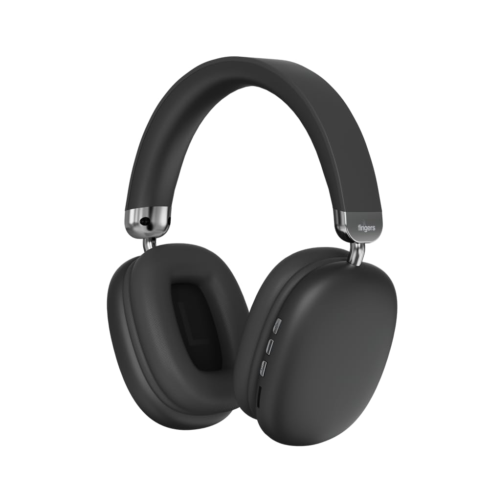 FINGERS Jovia H7 Wireless Over-Ear Headphones Immersive Bass, Luxe Design, 18Hour Playtime, Noise-Isolating Fit, Bluetooth | FM Radio | MicroSD | AUX, Made in India Gentle Grey - Image 1