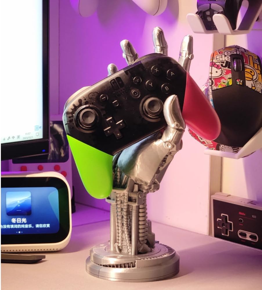Cyberpunk Game Controller Holder Metallic hand,Futuristic Robot Hand, Statue Room Decor 23cm/9 in - Image 4
