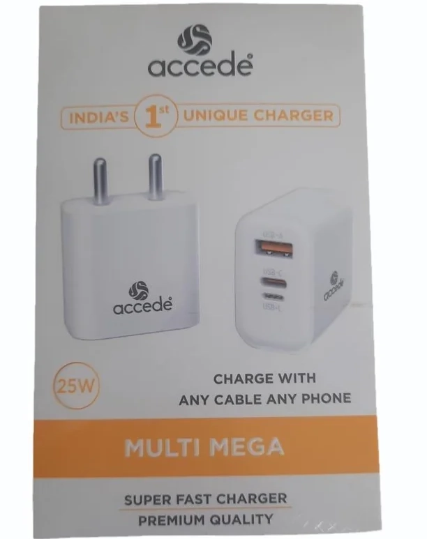 Accede A131 Multi Mega 25W Three In One Charge Any Phone With Any Cable, Mobile Super Fast Charger - Image 1