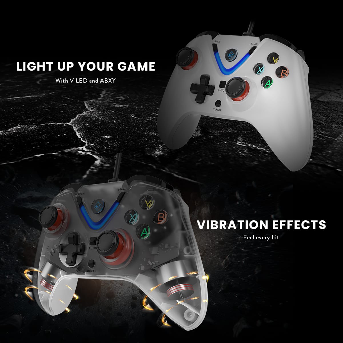Cosmic Byte ARES Wired Controller for PC, Magnetic Triggers, Upgraded Hall Effect Joysticks, Dual Vibration, Backlit LED Buttons White - Image 7