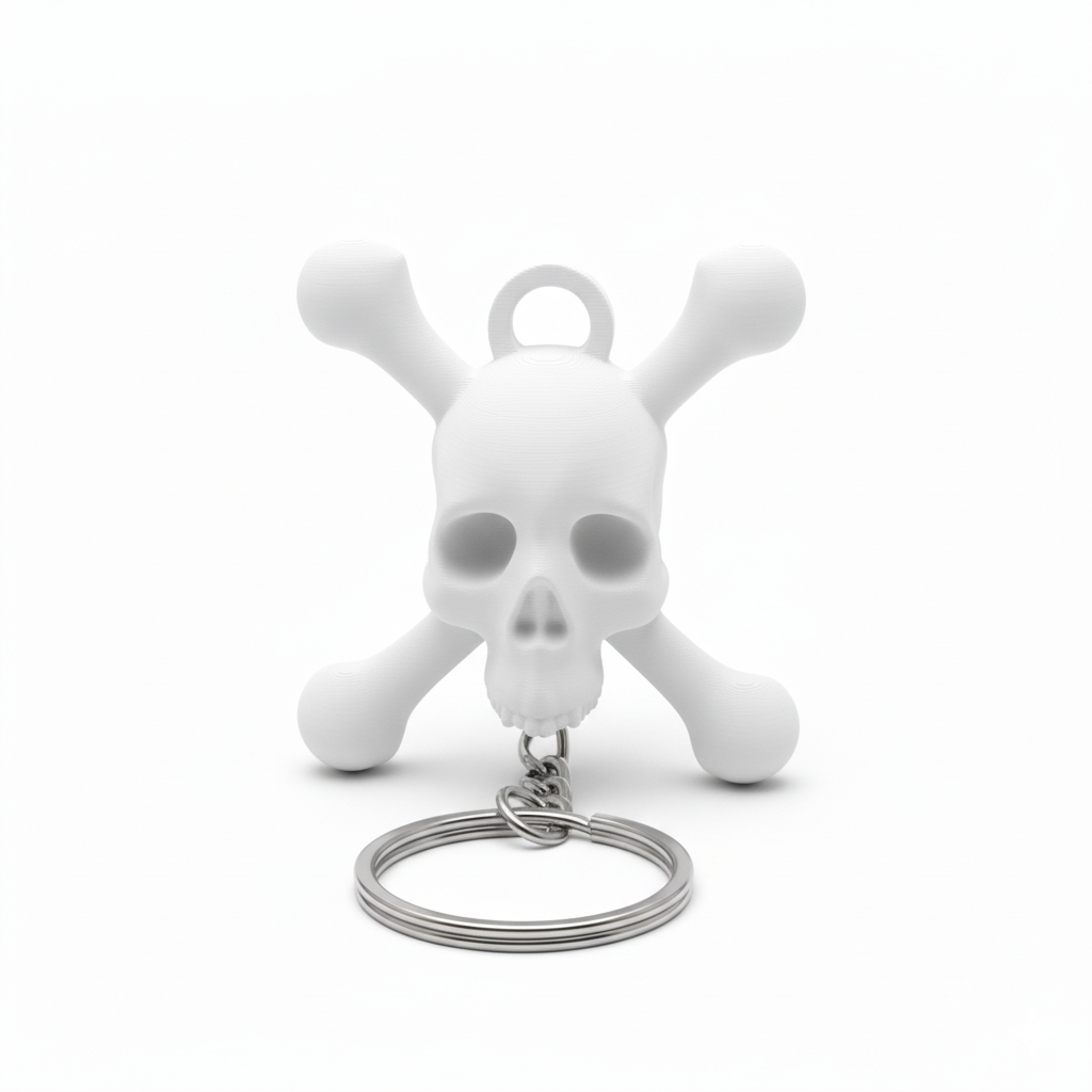 3D Printed Jolly Roger Skull & Crossbones Keychain - Image 2