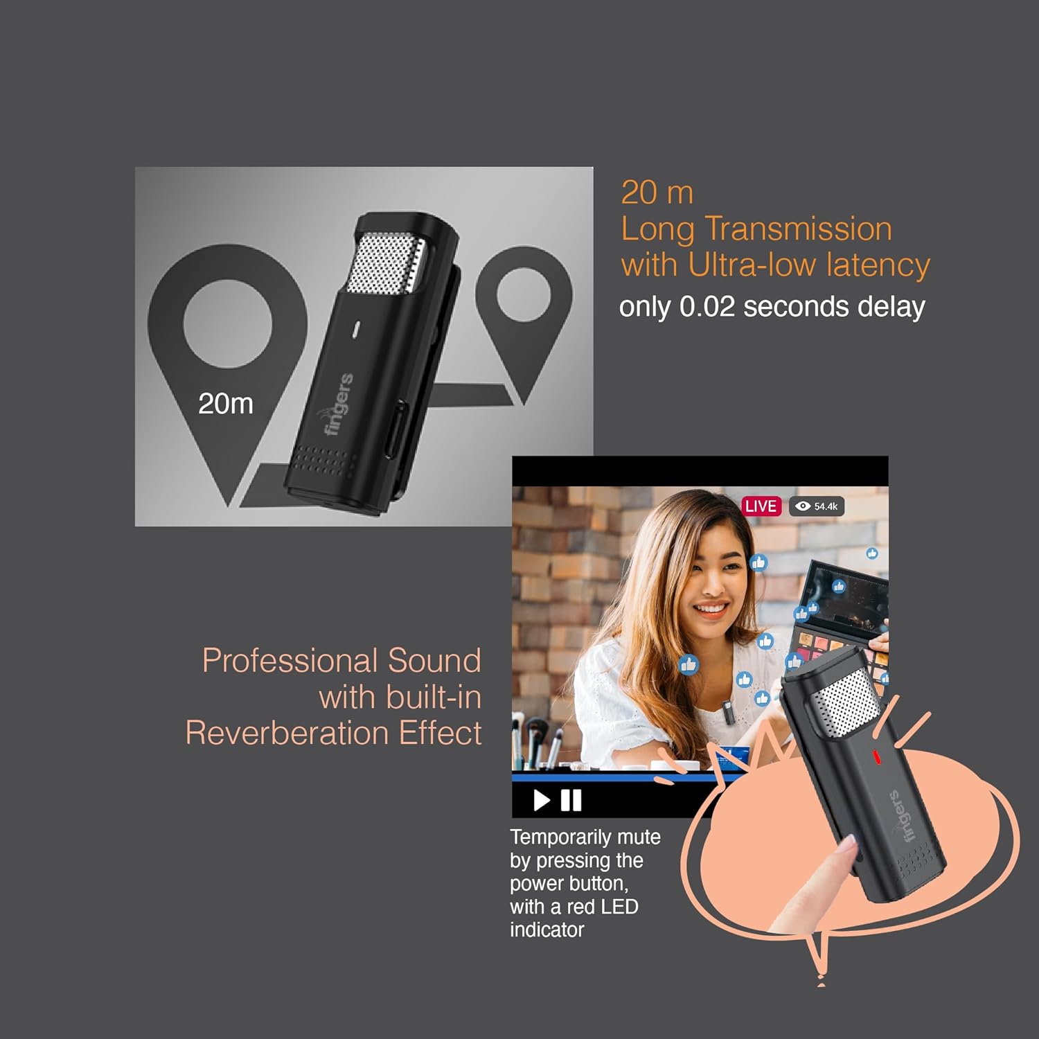 FINGERS PhoneMic Lightning Lavalier Wireless Microphone Lapel Wireless Mic for Audio Recording, Live-Streaming, Omnidirectional, Simple Plug And Play, Compatible with Lightning-Based Devices, iPhone - Image 8