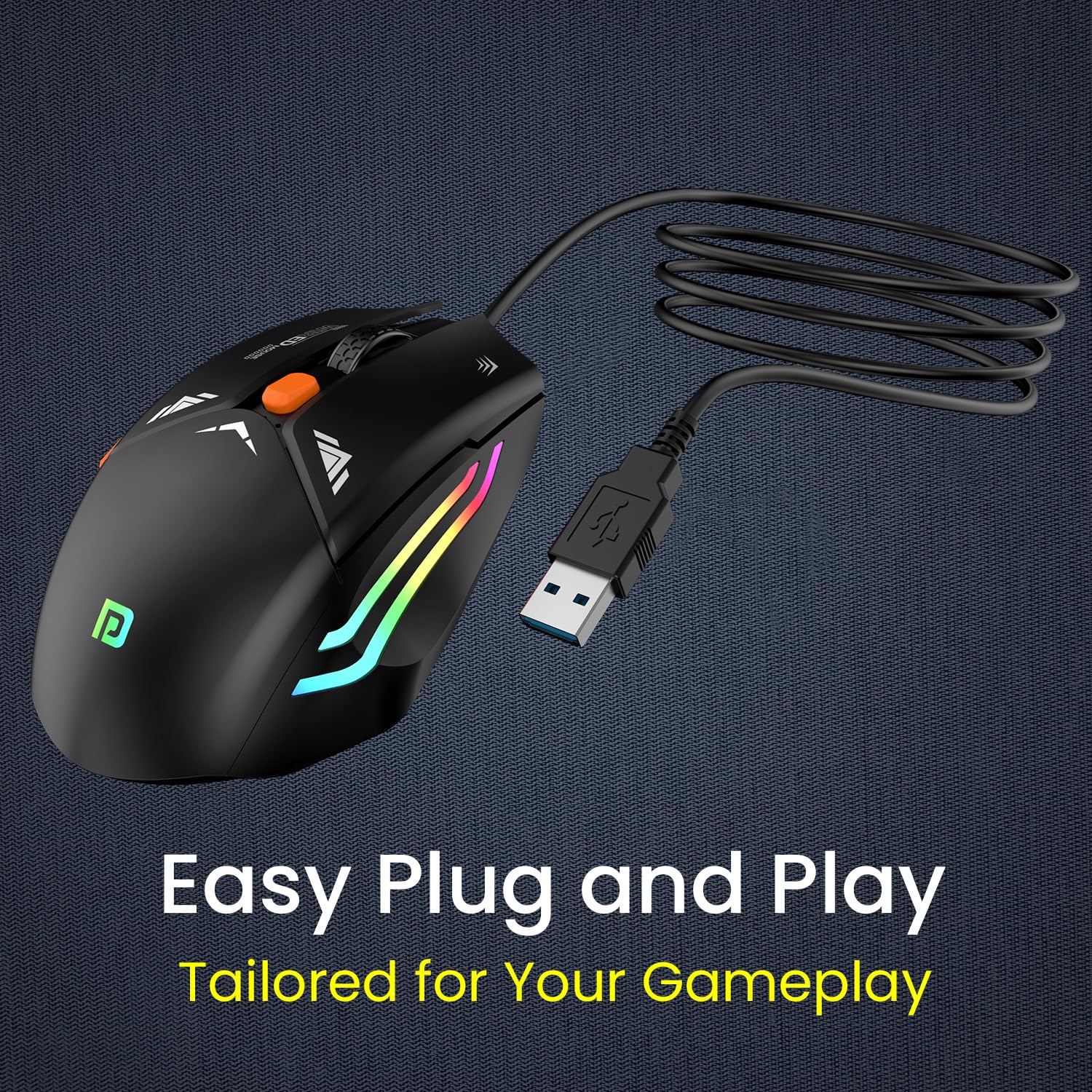 Portronics POR 2015 Vader Wired Gaming Mouse with 6 Buttons, Thumb Support, Adjustable DPI (6400 Max), RGB Light Effects, Ergonomic Design, 1.5 m Long USB Cable for Laptop And PC Black - Image 3