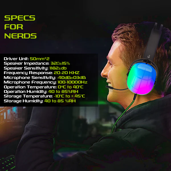 iGear Falcon Wired Gaming Headphone with ANC, RGB,  360° Mic, 50mm Audio Driver, Multi Jack 2m, iOS,Android,Windows,Xbox,Playstation - Image 8