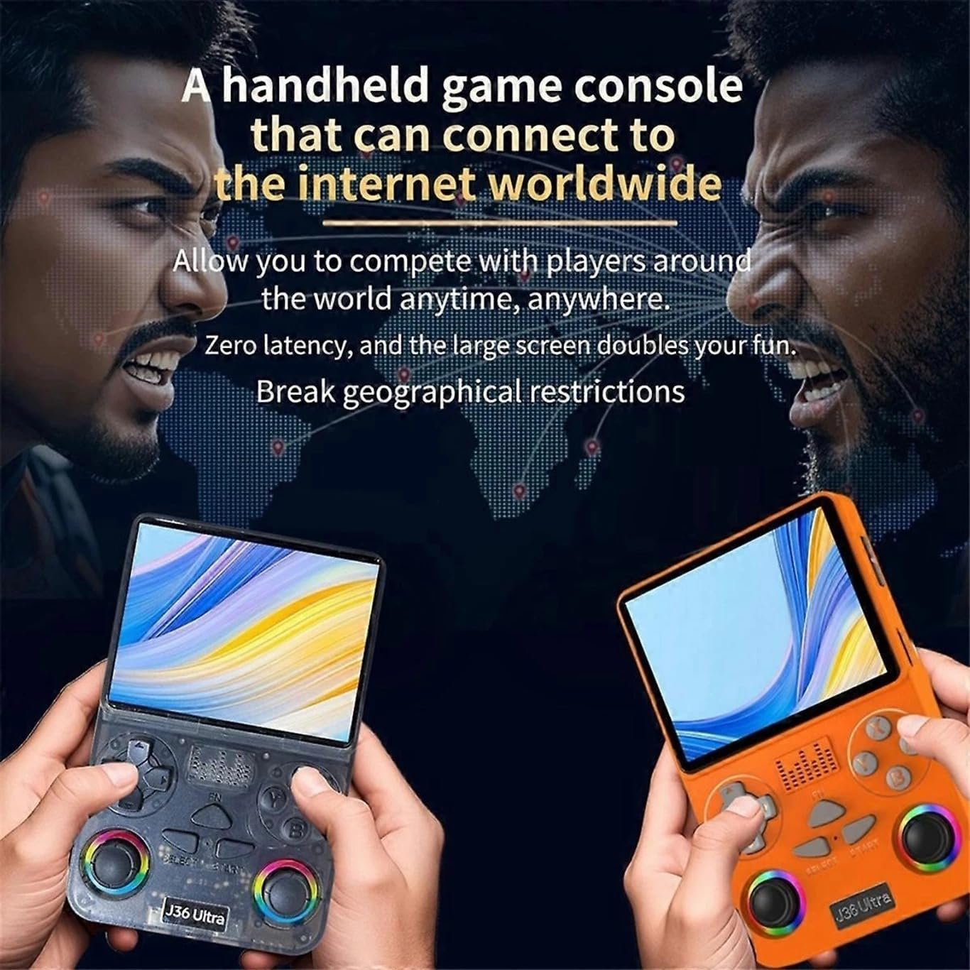 J36 Ultra Retro Handheld Game Console WIFI 3.5 IPS Screen Orange - Image 3