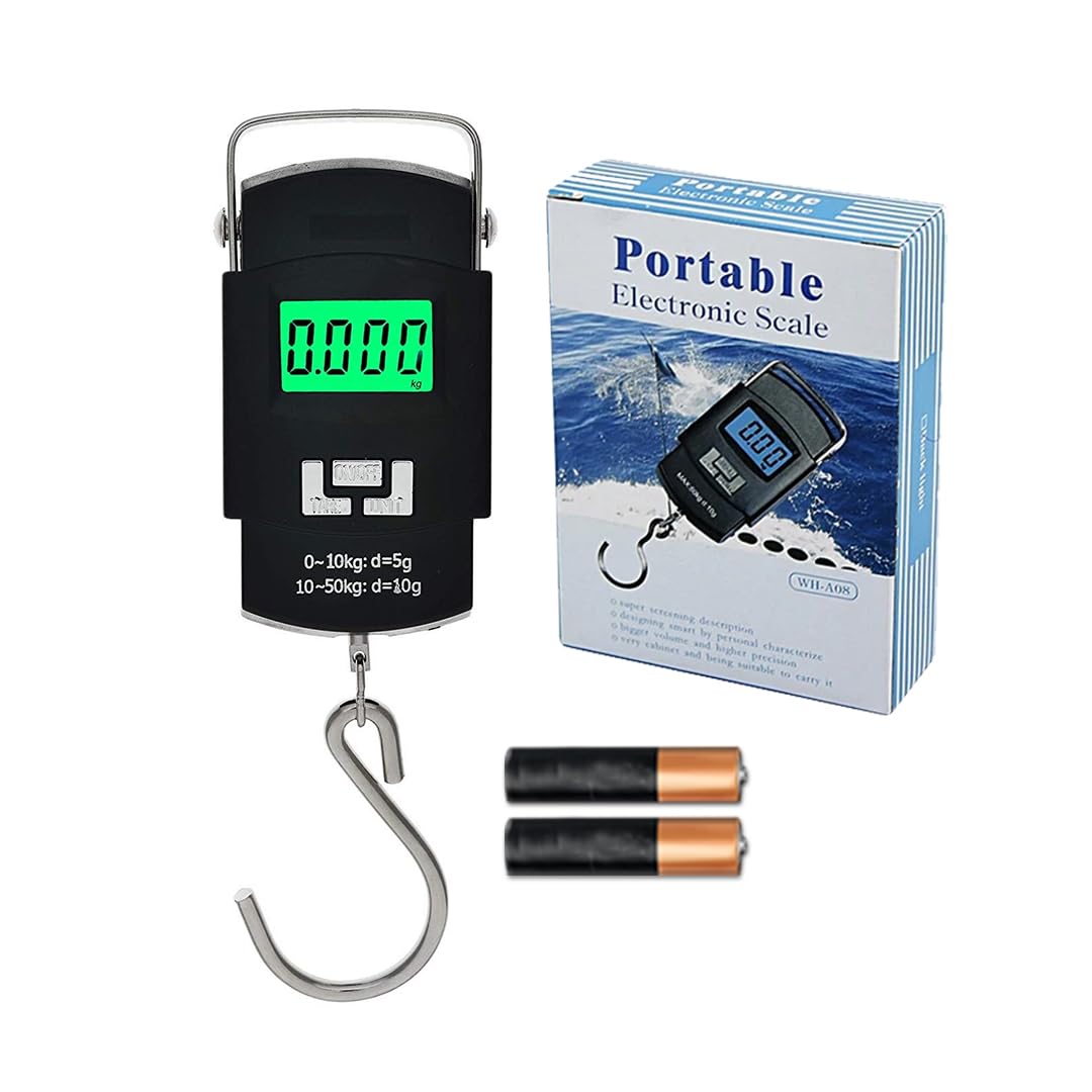 WH A08 digital weighing Scale machine for Luggage weighing, Weighing scale capable of 50kg, Scale with LCD Display And Stainless steel hook. - Image 1