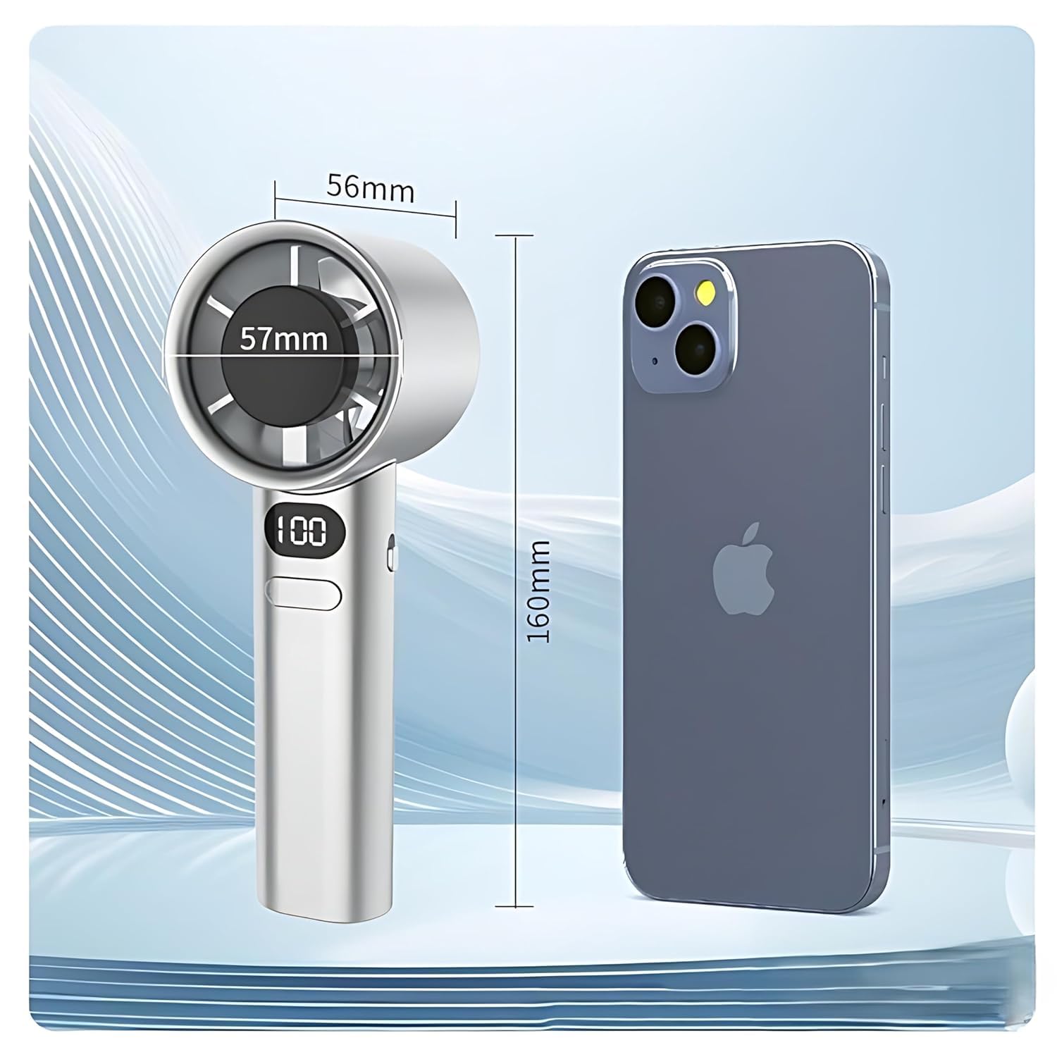 M11 Portable Handheld Fan, 120 Speed Stepless Adjustable Mini Turbo Fan, Rechargeable 1800mAh Battery, LED Digital Display, Type-C Fast Charging - Image 4