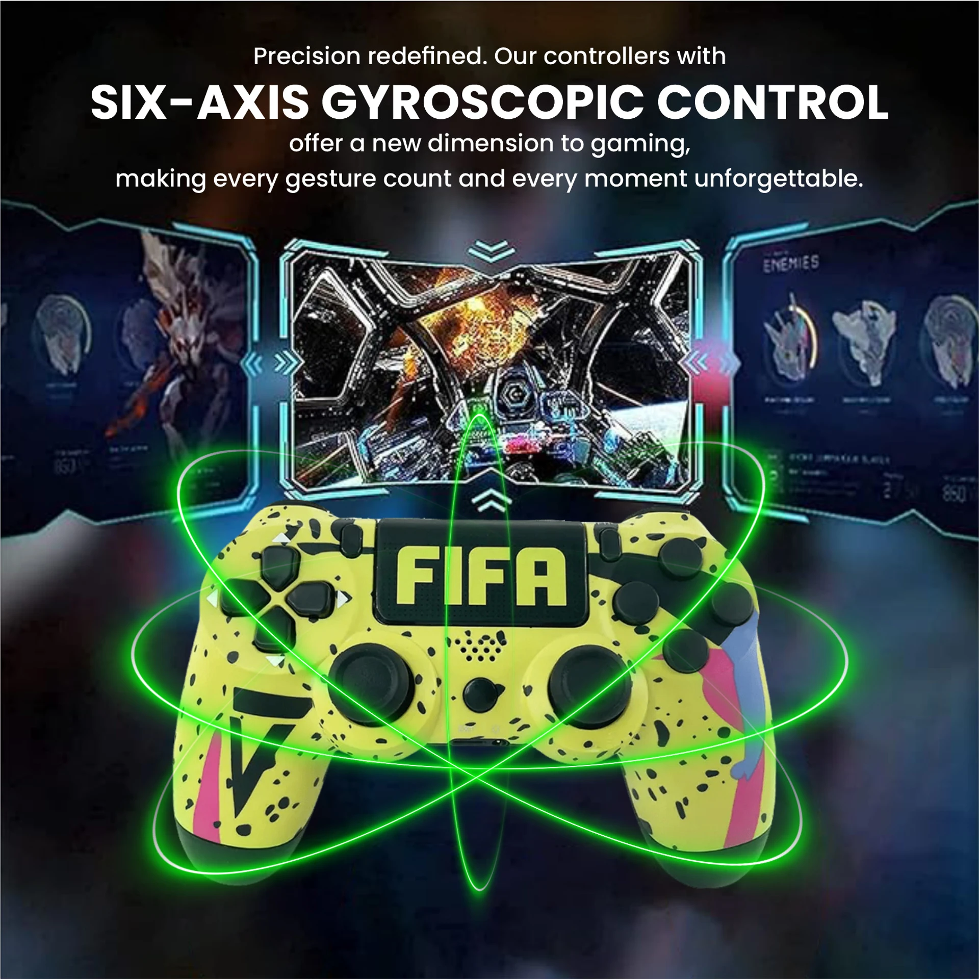 Dualshock 4 Wireless Bluetooth Controller for Sony PlayStation PS4- FIFA Volt Edition Neon Yellow Street Art - Image 2